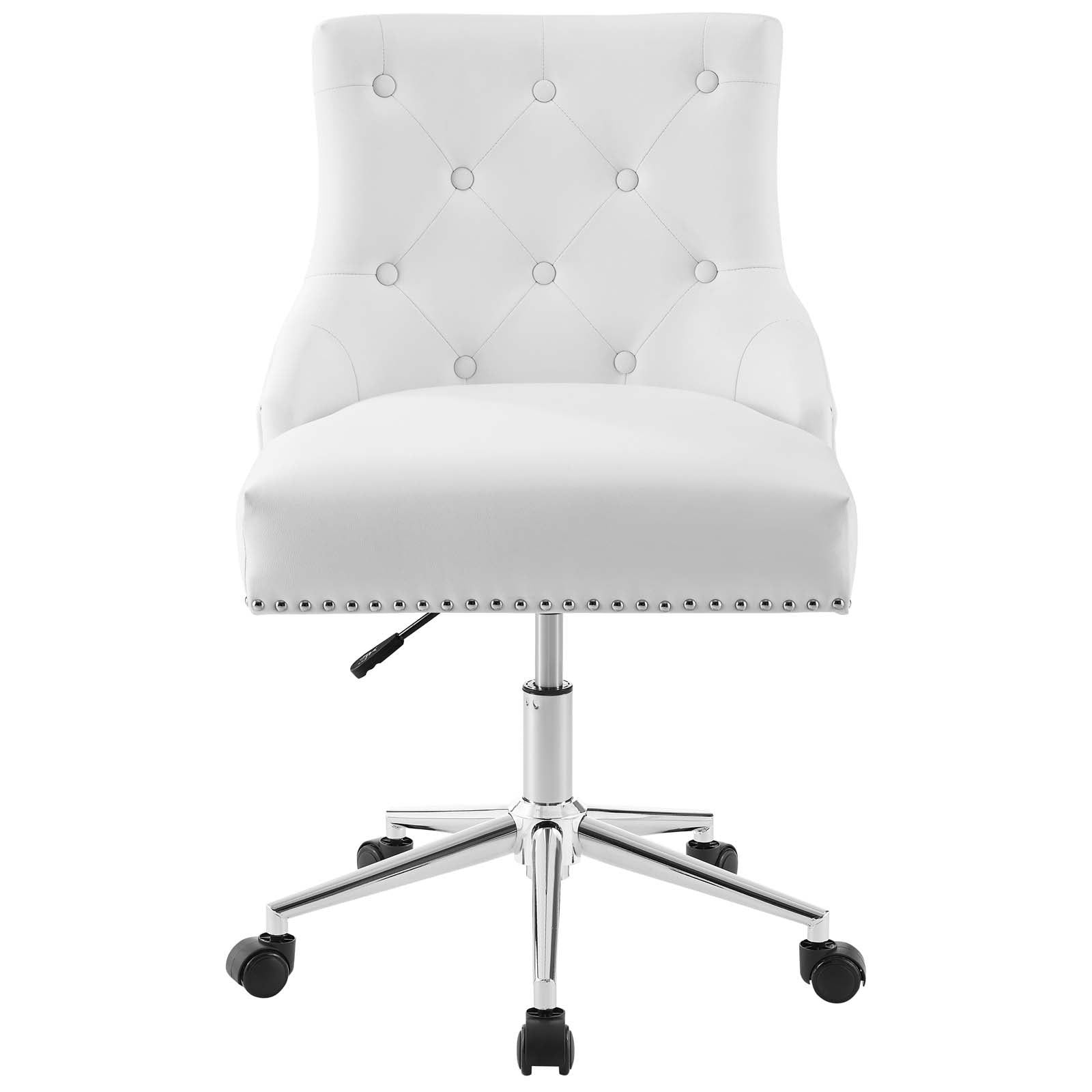 Modway Task Chairs - Regent Tufted Button Swivel Faux Leather Office Chair White