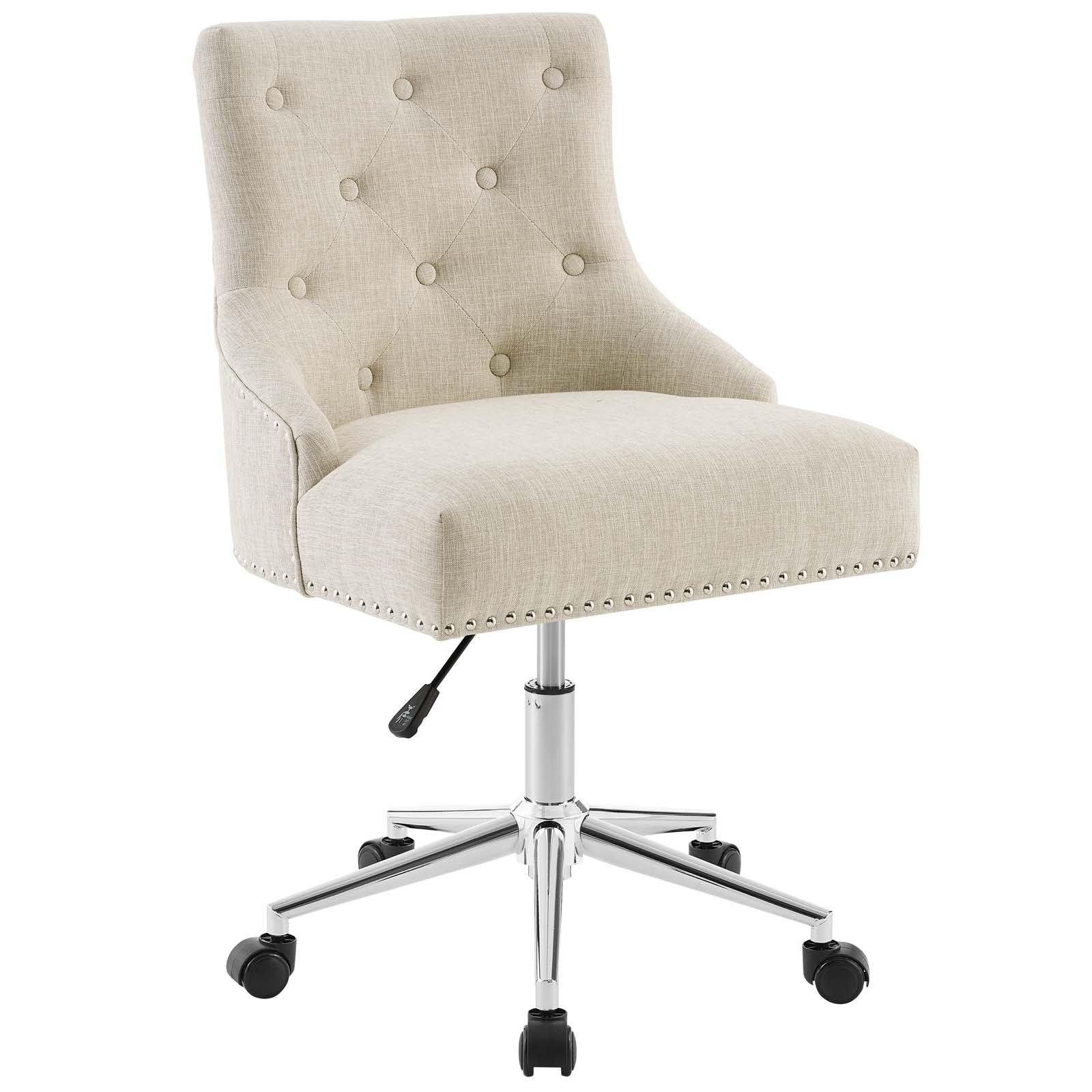 Modway Task Chairs - Regent Tufted Button Swivel Upholstered Fabric Office Chair Beige