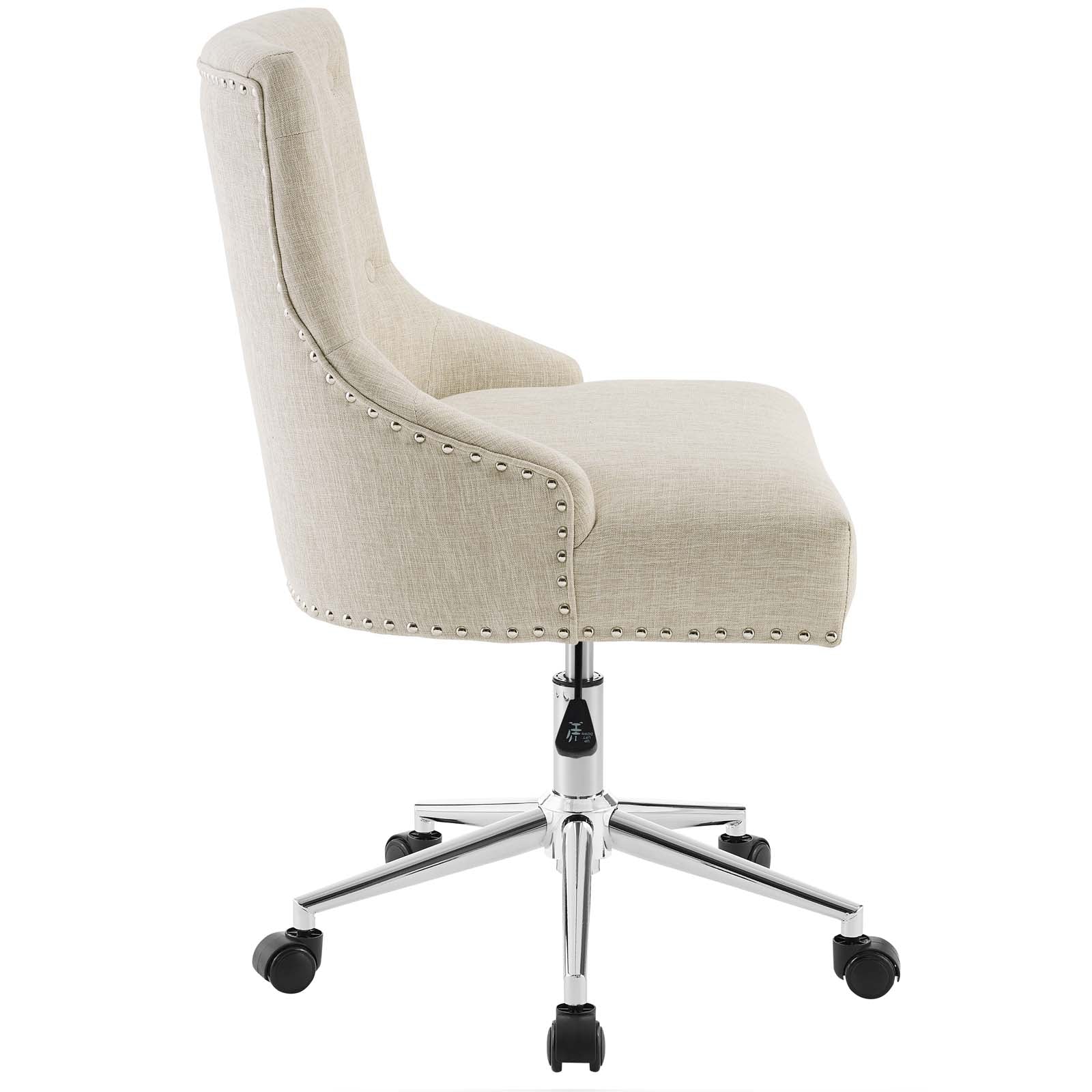 Modway Task Chairs - Regent Tufted Button Swivel Upholstered Fabric Office Chair Beige