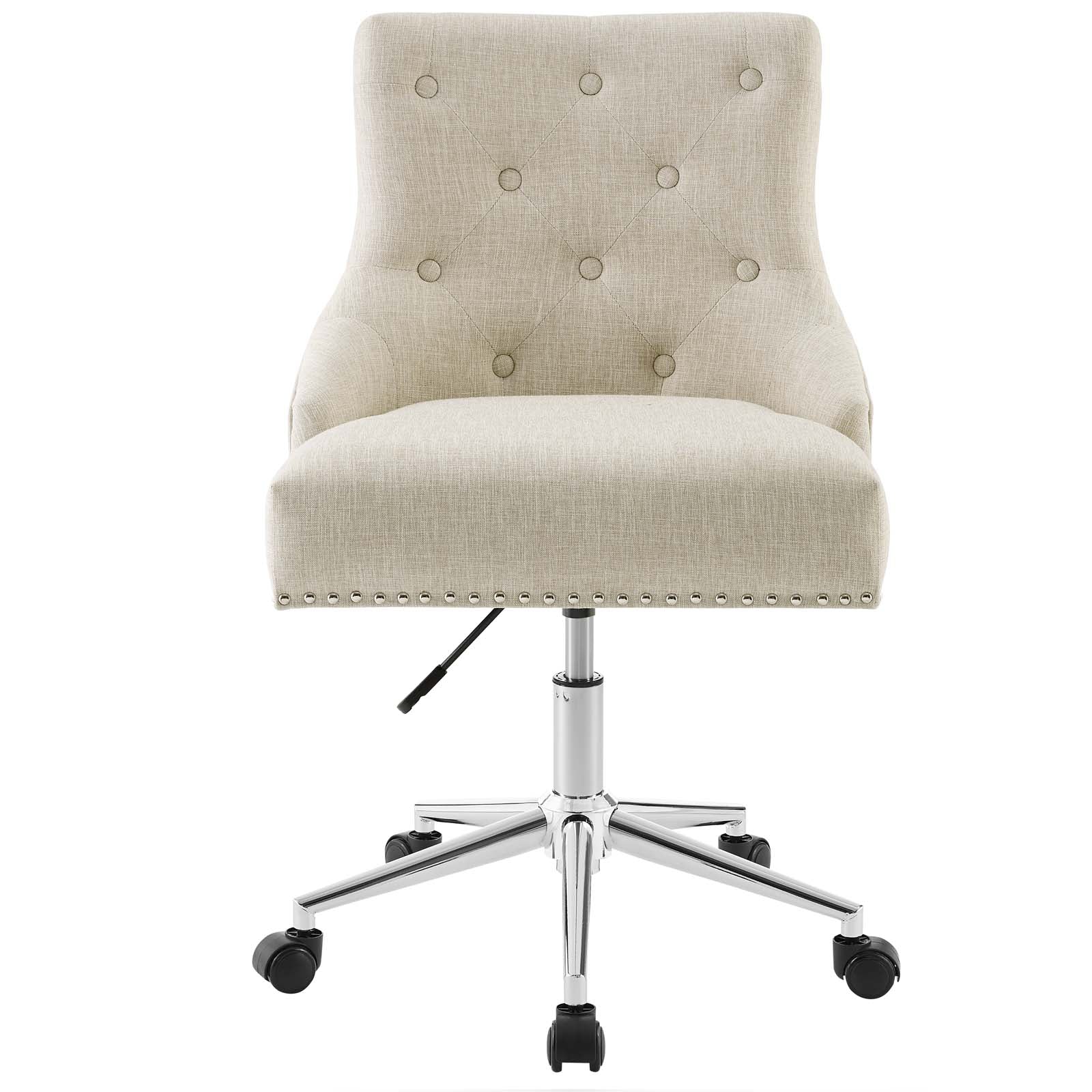 Modway Task Chairs - Regent Tufted Button Swivel Upholstered Fabric Office Chair Beige