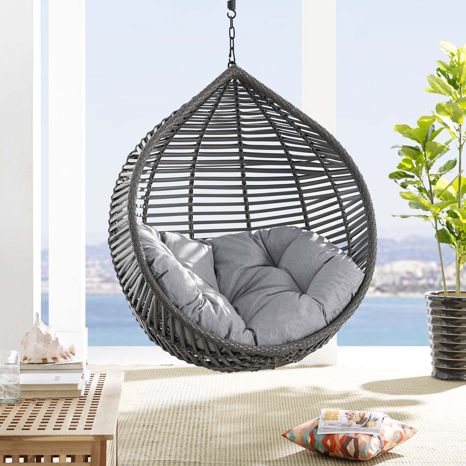 Modway Outdoor Swings - Garner Teardrop Outdoor Swing Chair Gray