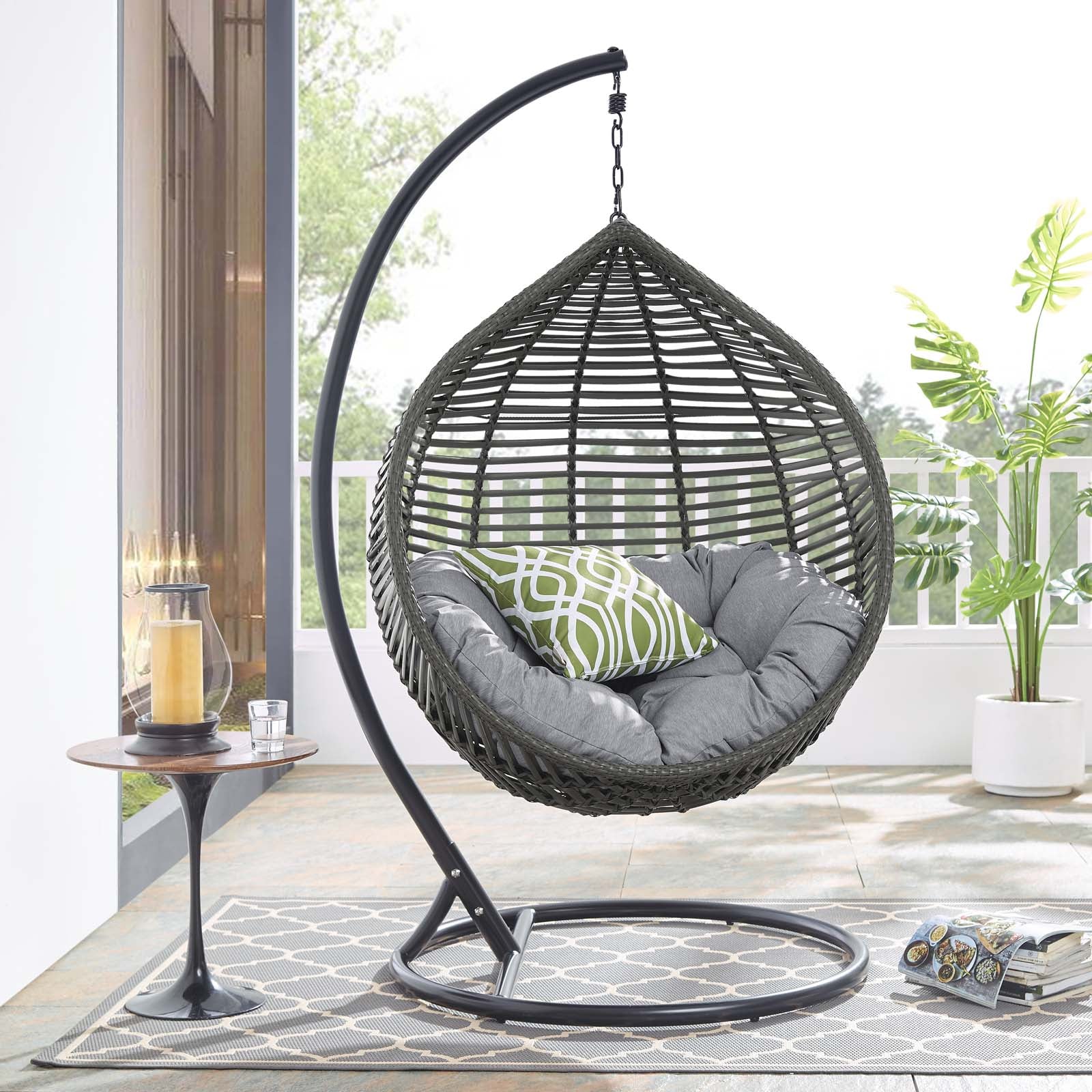 Modway Outdoor Swings - Garner Teardrop Outdoor Swing Chair Gray