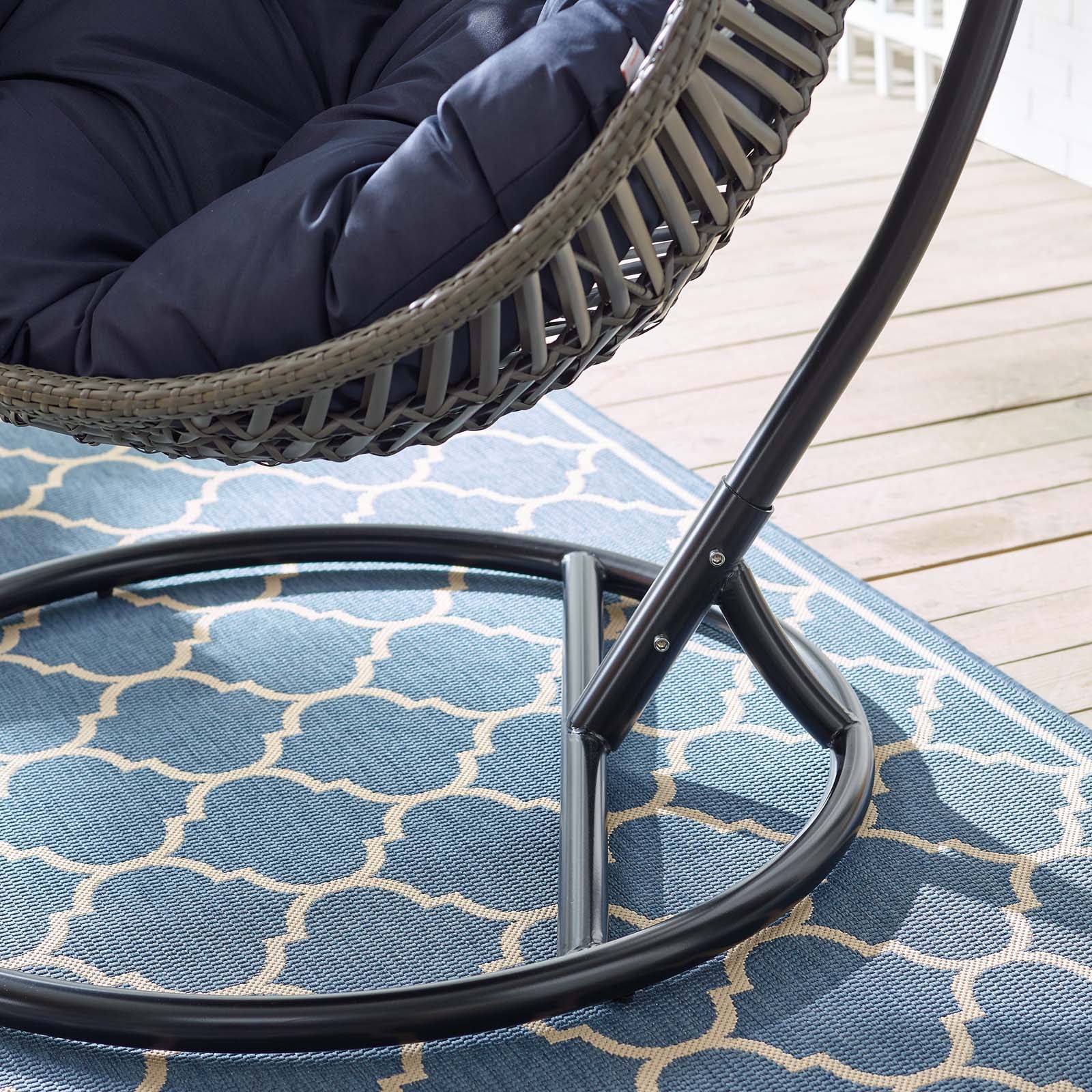 Modway Outdoor Swings - Garner Teardrop Outdoor Patio Swing Chair Gray Navy