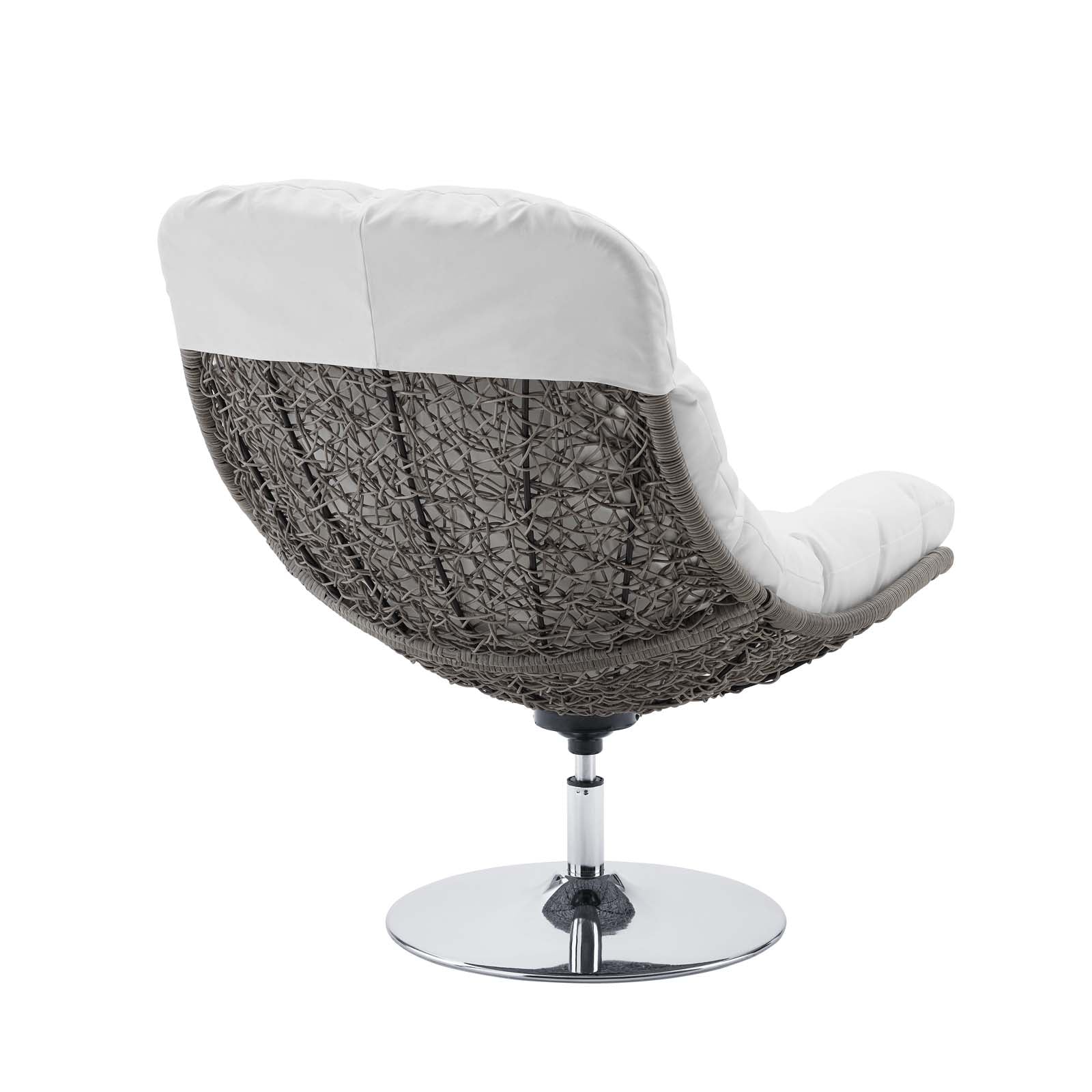 Modway Outdoor Chairs - Brighton Wicker Rattan Outdoor Patio Swivel Lounge Chair Light Gray White