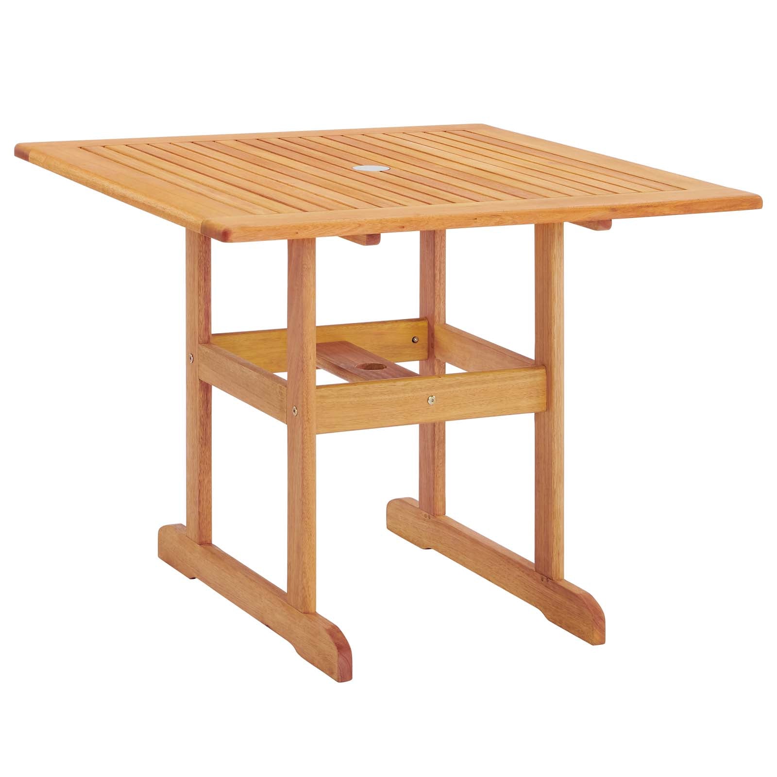 Modway Outdoor Dining Tables - Hatteras 36" Square Outdoor Patio Eucalyptus Wood Dining Table Natural