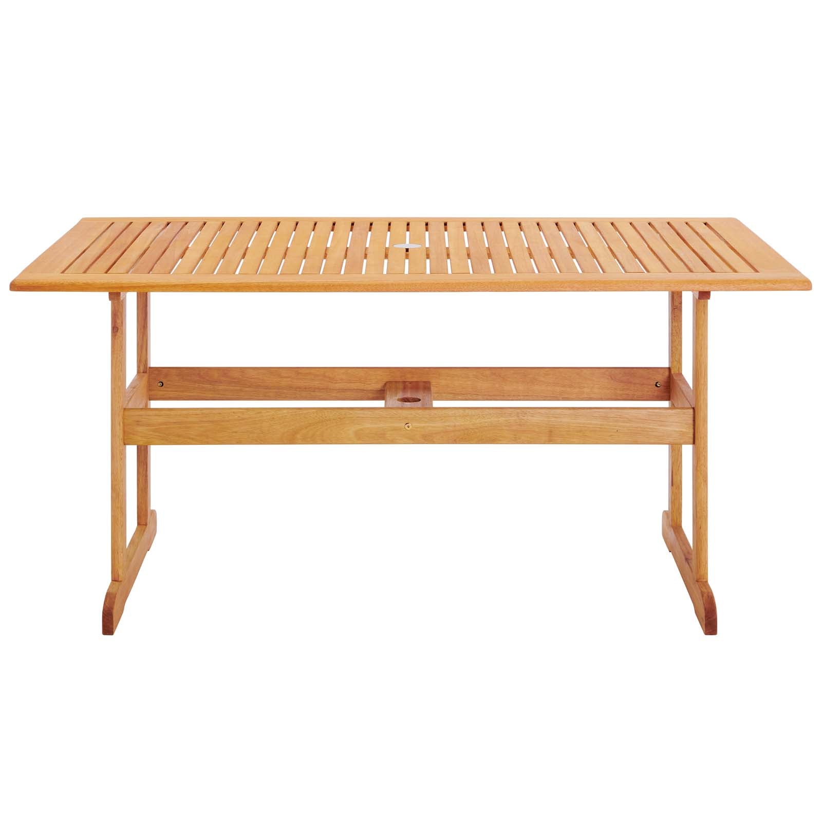 Modway Outdoor Dining Tables - Hatteras 59" Rectangle Outdoor Patio Eucalyptus Wood Dining Table Natural