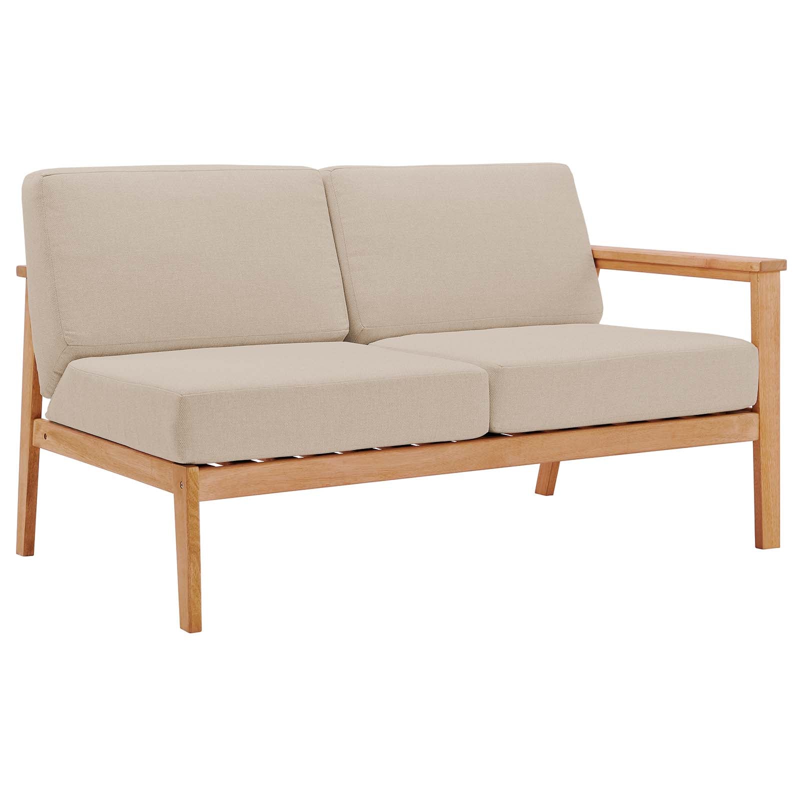 Modway Outdoor Sofas - Sedona Outdoor Patio Eucalyptus Wood Right-Facing Loveseat Natural Taupe