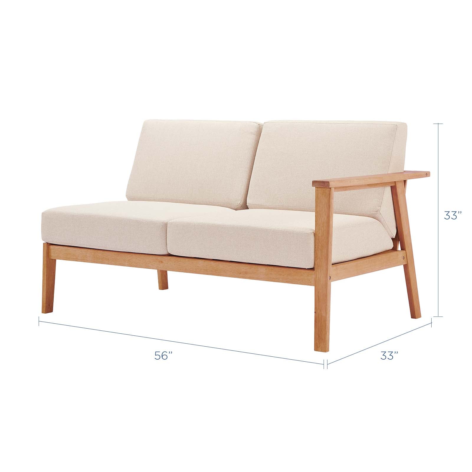 Sedona Outdoor Patio Eucalyptus Wood Right-Facing Loveseat Natural Taupe