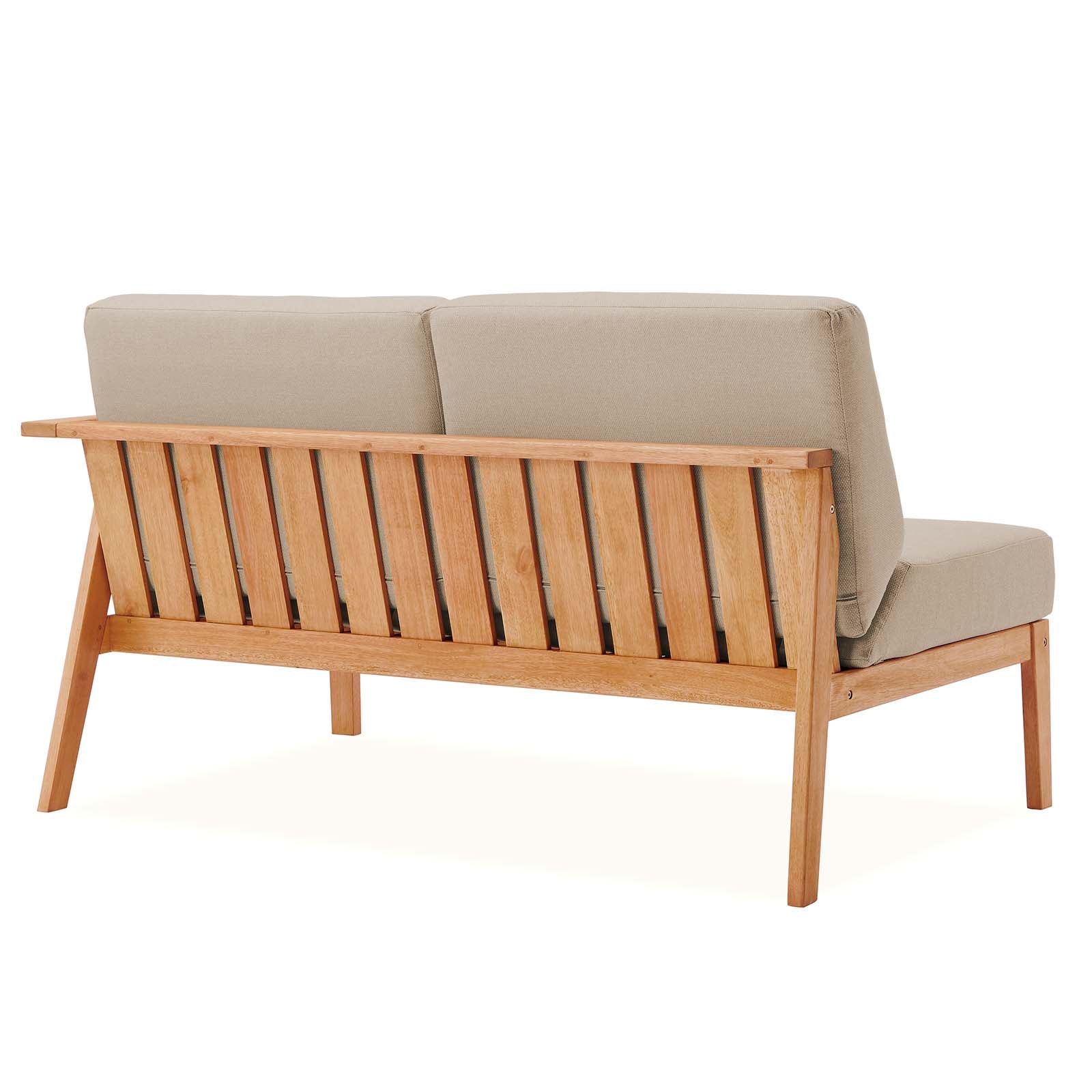 Sedona Outdoor Patio Eucalyptus Wood Right-Facing Loveseat Natural Taupe
