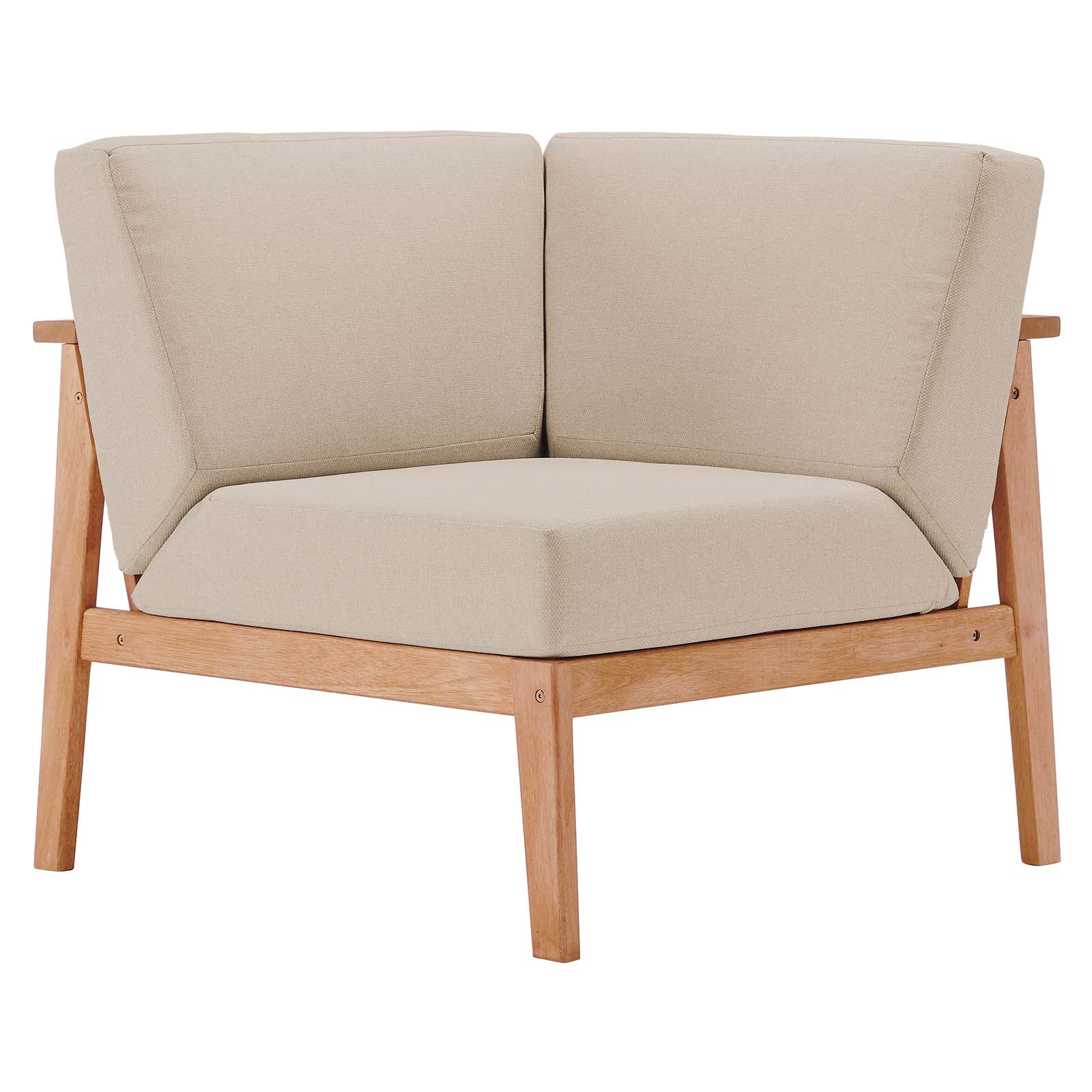 Sedona Outdoor Patio Eucalyptus Wood Sectional Sofa Corner Chair Natural Taupe