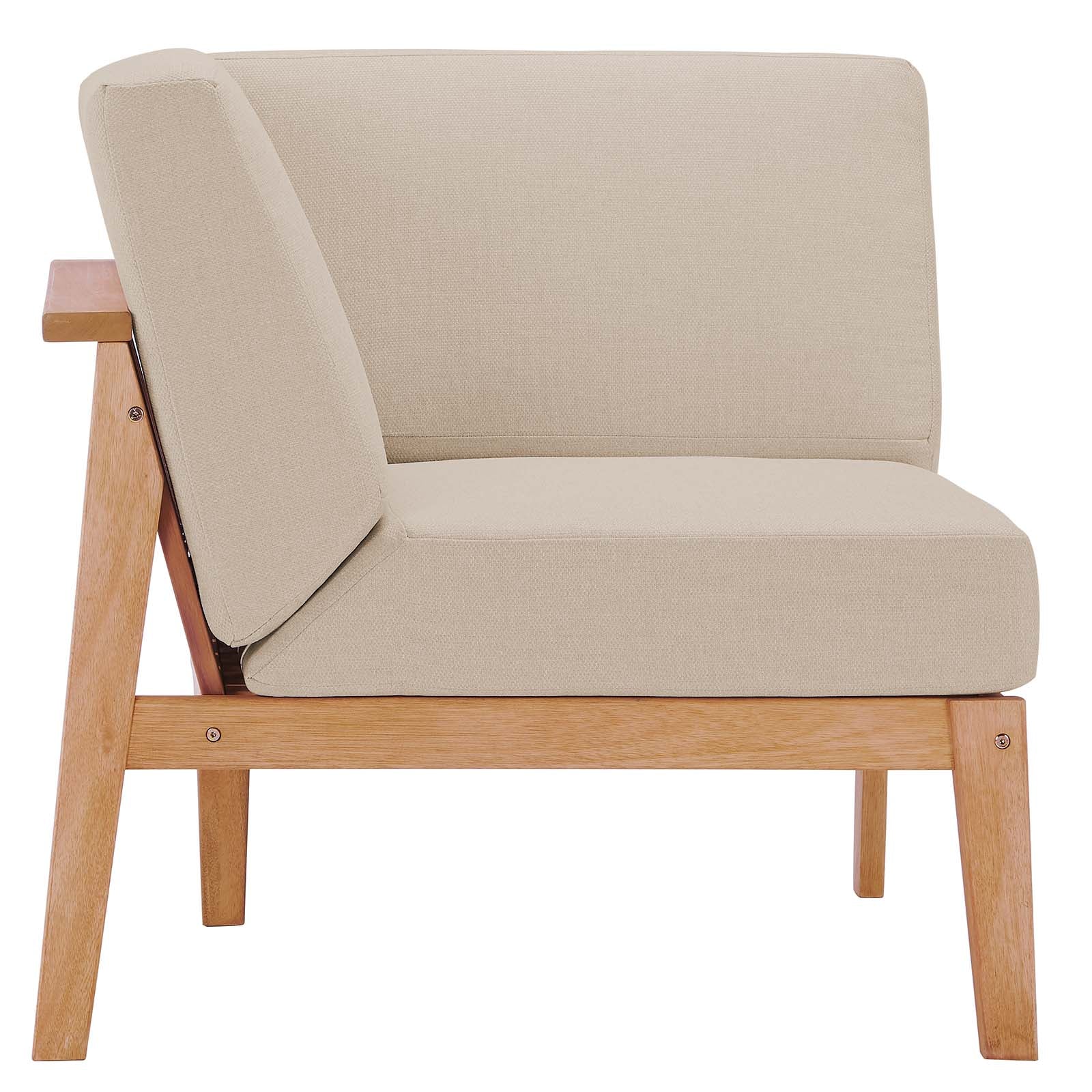 Modway Outdoor Chairs - Sedona Outdoor Patio Eucalyptus Wood Sectional Sofa Corner Chair Natural Taupe