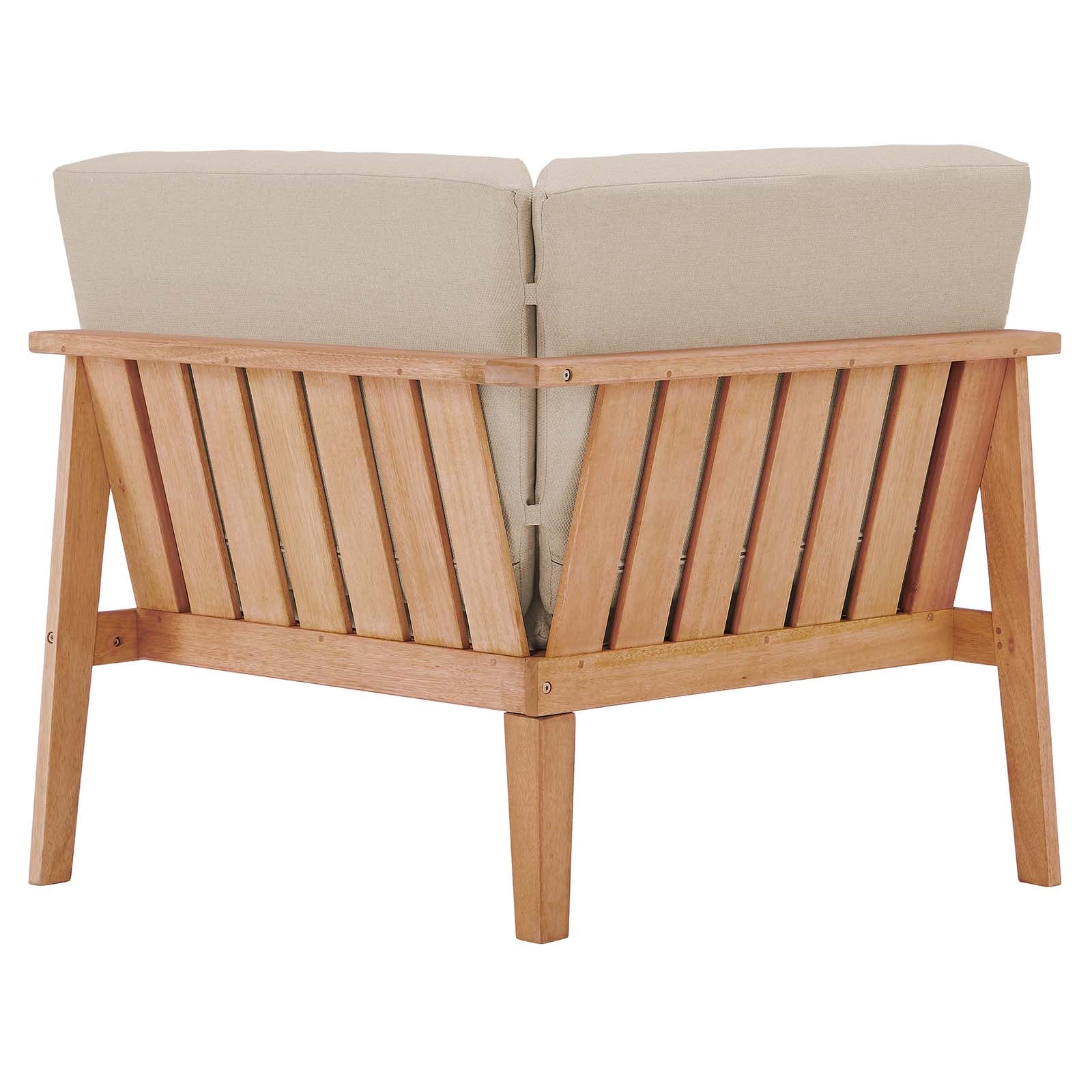 Modway Outdoor Chairs - Sedona Outdoor Patio Eucalyptus Wood Sectional Sofa Corner Chair Natural Taupe