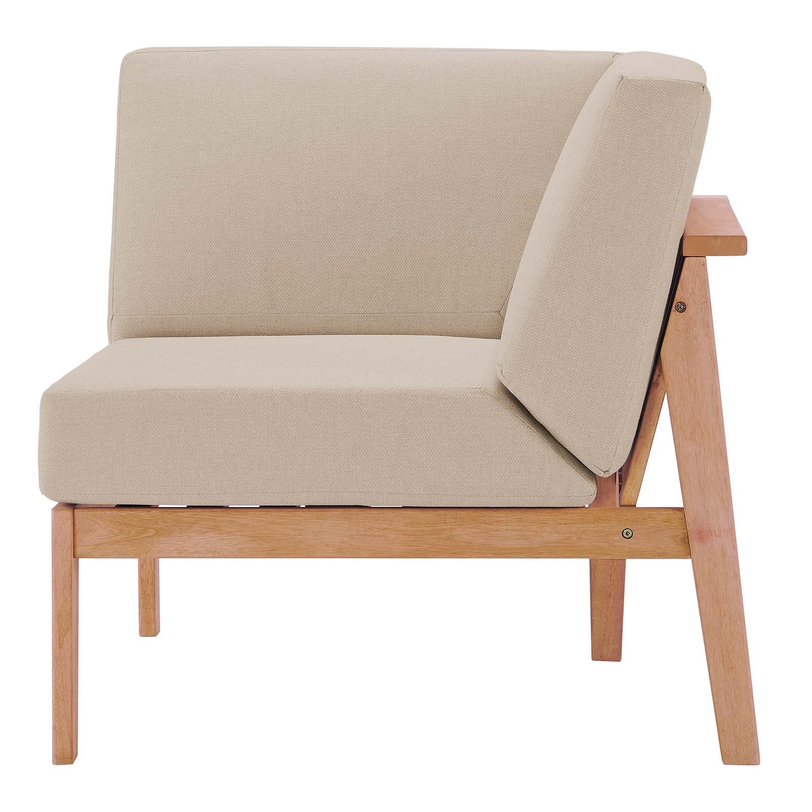 Modway Outdoor Chairs - Sedona Outdoor Patio Eucalyptus Wood Sectional Sofa Corner Chair Natural Taupe