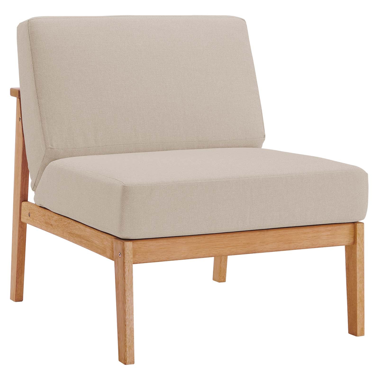 Modway Outdoor Chairs - Sedona Outdoor Patio Eucalyptus Wood Sectional Sofa Armless Chair Natural Taupe