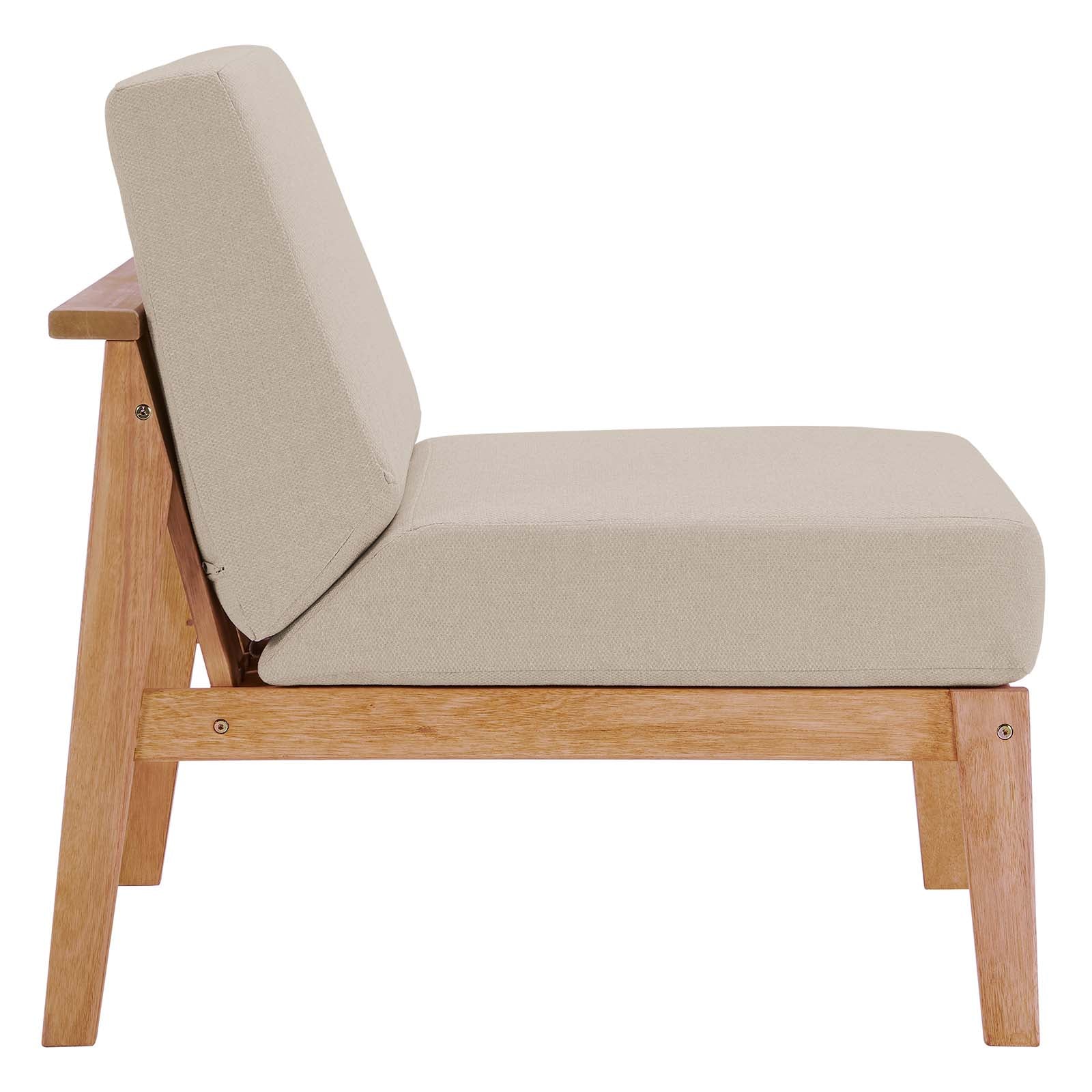Modway Outdoor Chairs - Sedona Outdoor Patio Eucalyptus Wood Sectional Sofa Armless Chair Natural Taupe