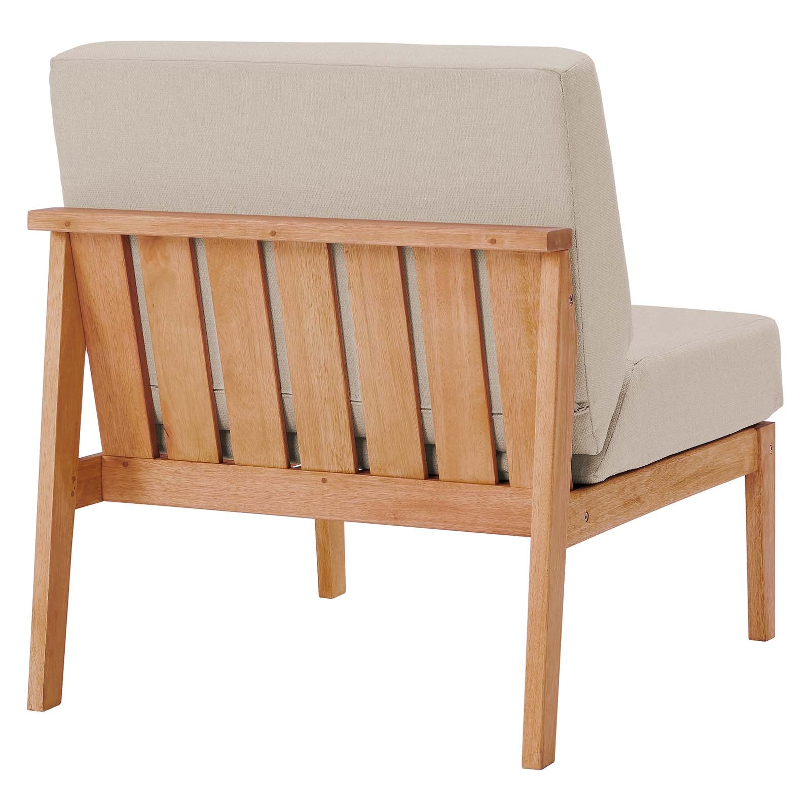 Modway Outdoor Chairs - Sedona Outdoor Patio Eucalyptus Wood Sectional Sofa Armless Chair Natural Taupe