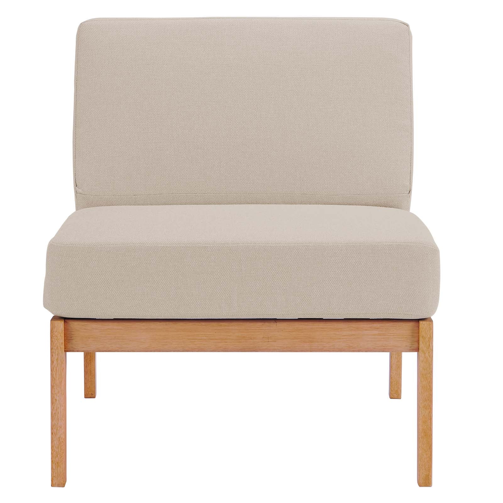 Modway Outdoor Chairs - Sedona Outdoor Patio Eucalyptus Wood Sectional Sofa Armless Chair Natural Taupe