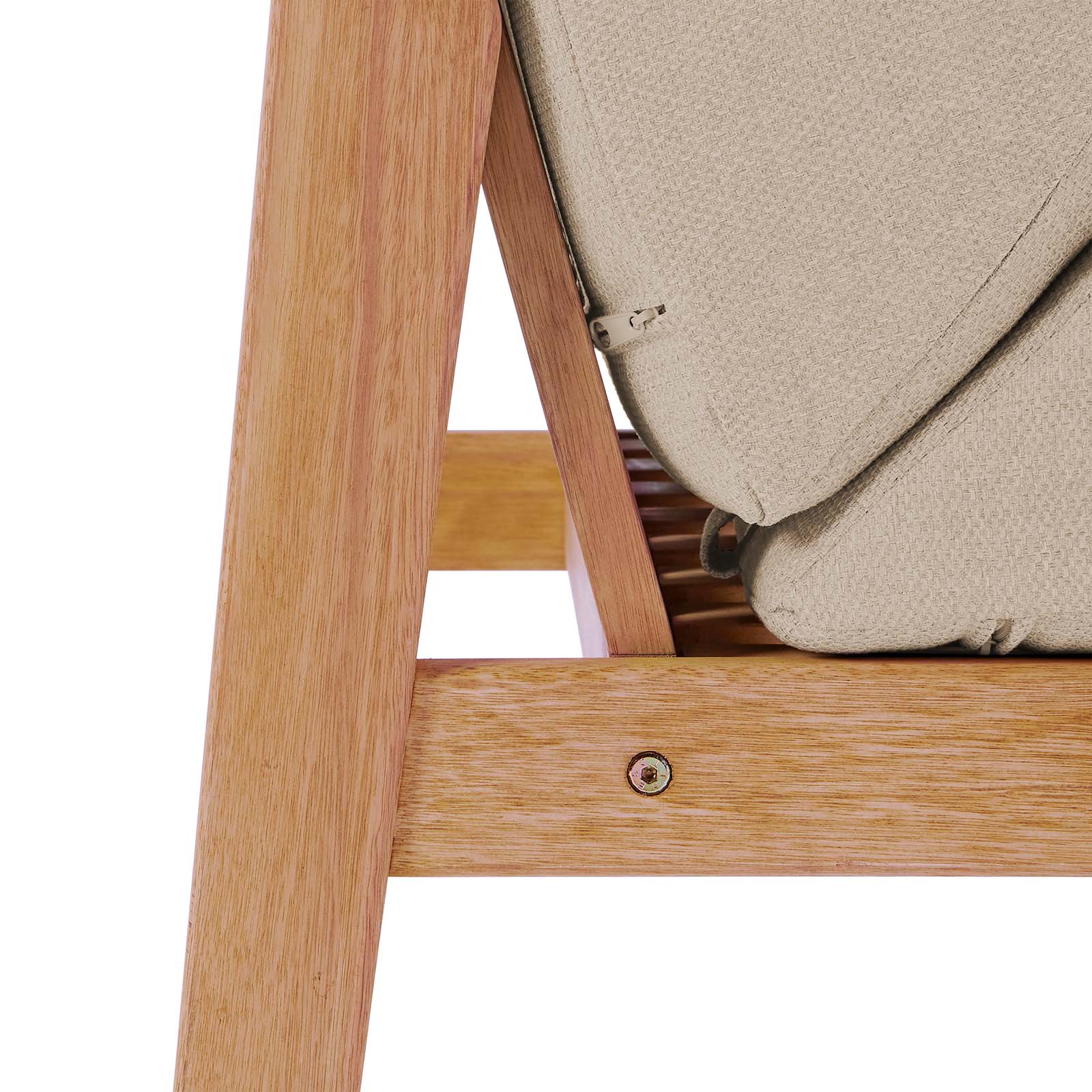 Modway Outdoor Chairs - Sedona Outdoor Patio Eucalyptus Wood Sectional Sofa Armless Chair Natural Taupe
