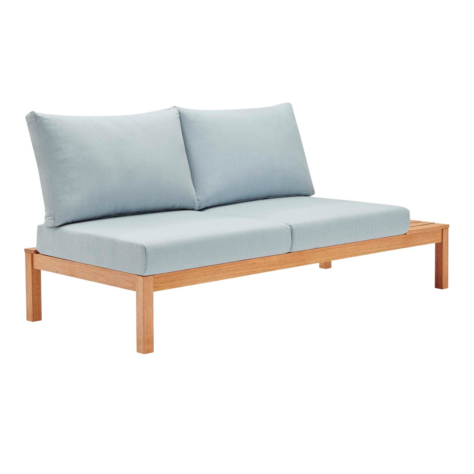Modway Outdoor Sofas - Freeport Karri Outdoor Patio Loveseat with End Table Natural Light Blue