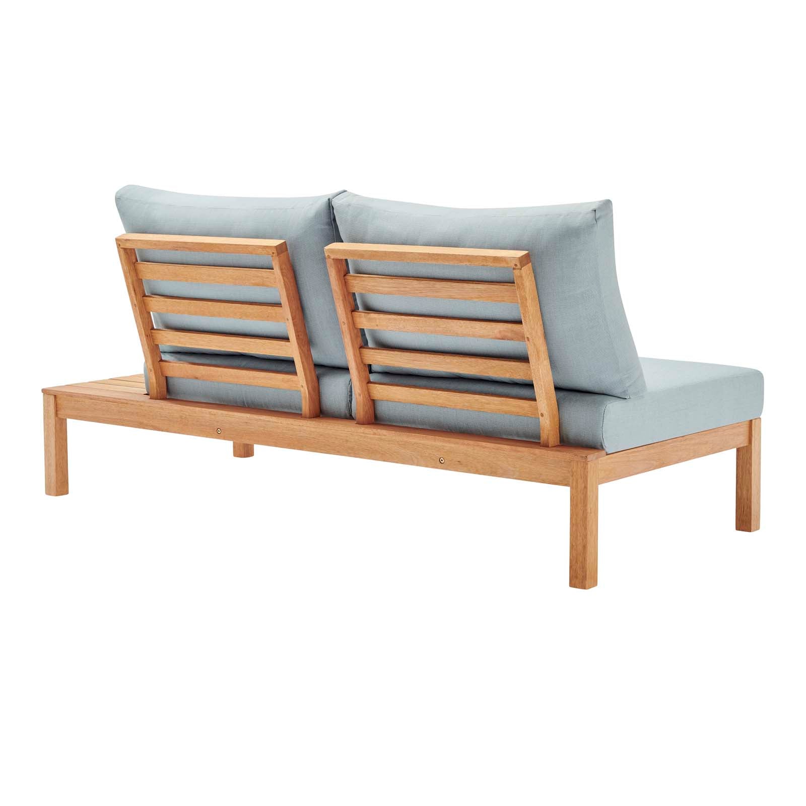 Modway Outdoor Sofas - Freeport Karri Outdoor Patio Loveseat with End Table Natural Light Blue