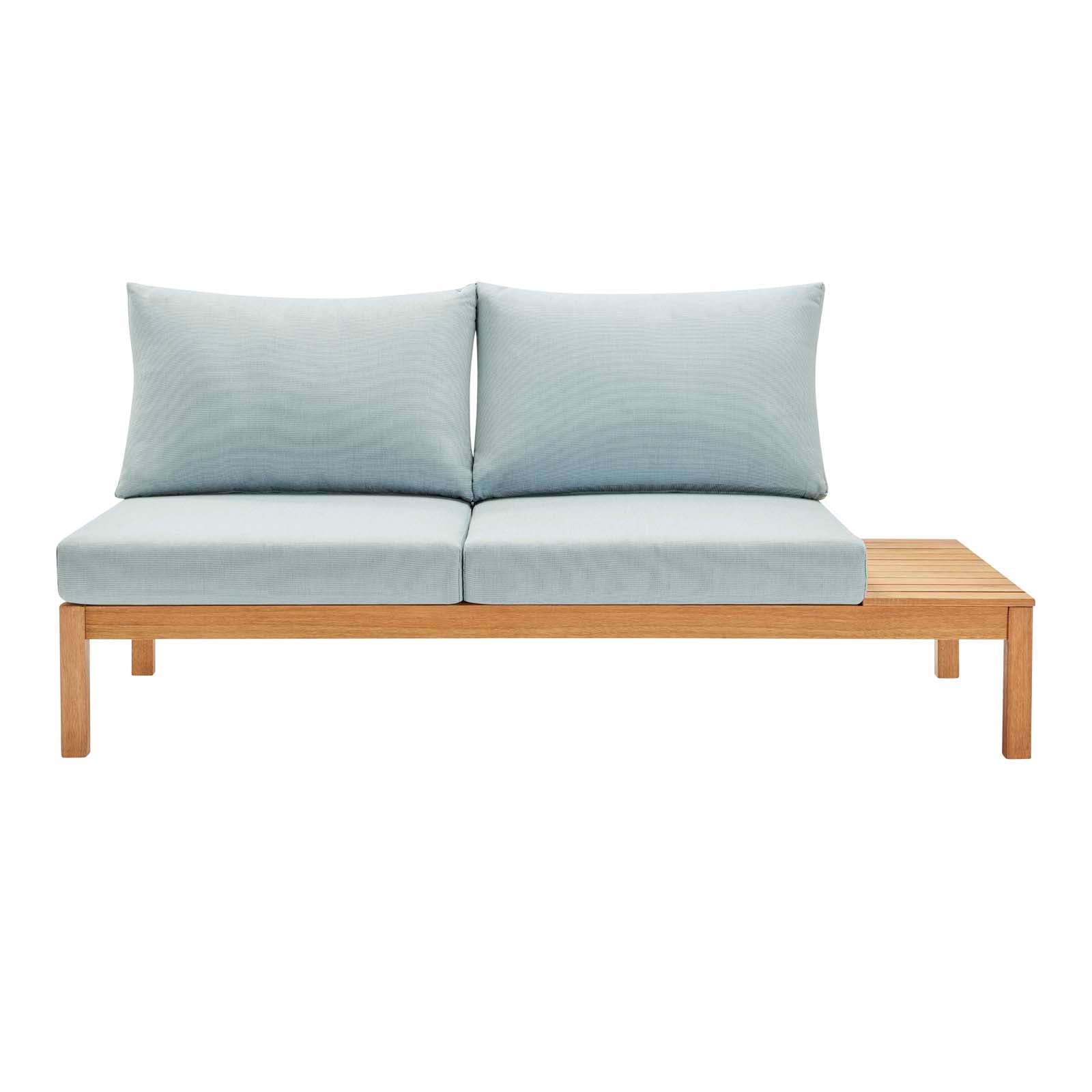Modway Outdoor Sofas - Freeport Karri Outdoor Patio Loveseat with End Table Natural Light Blue