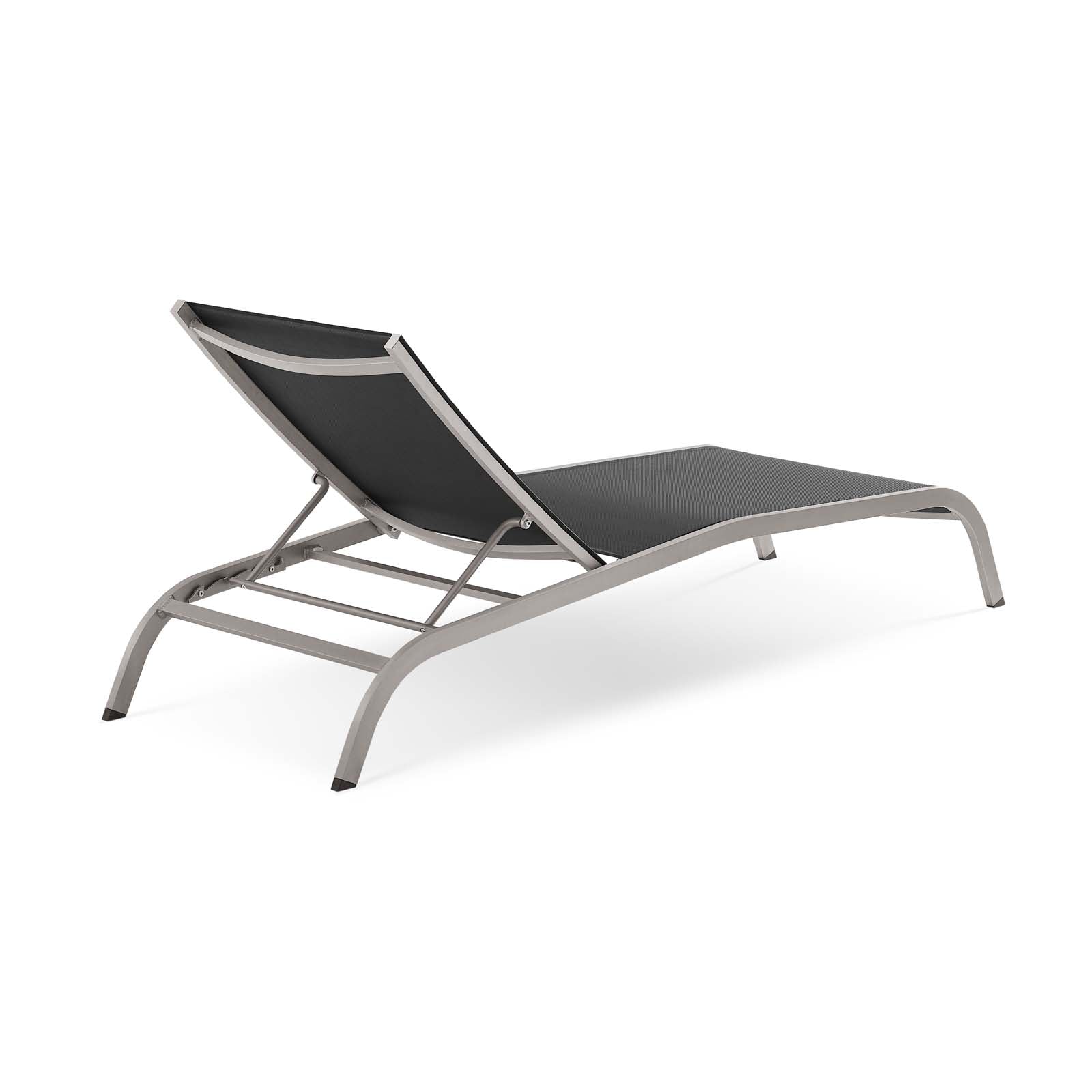Modway Outdoor Loungers - Savannah Mesh Chaise Outdoor Patio Aluminum Lounge Chair Black