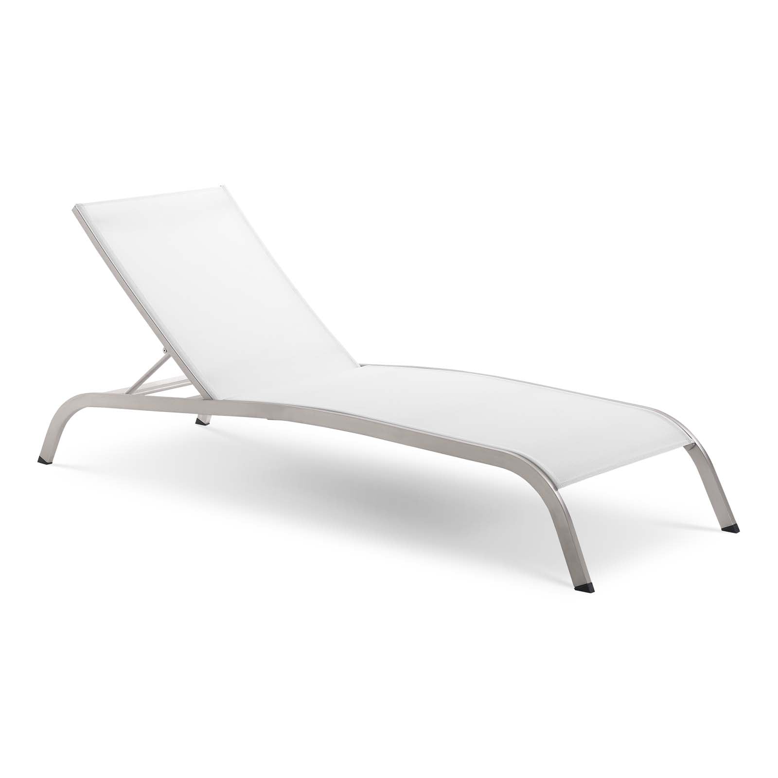 Modway Outdoor Loungers - Savannah Mesh Chaise Outdoor Patio Aluminum Lounge Chair White