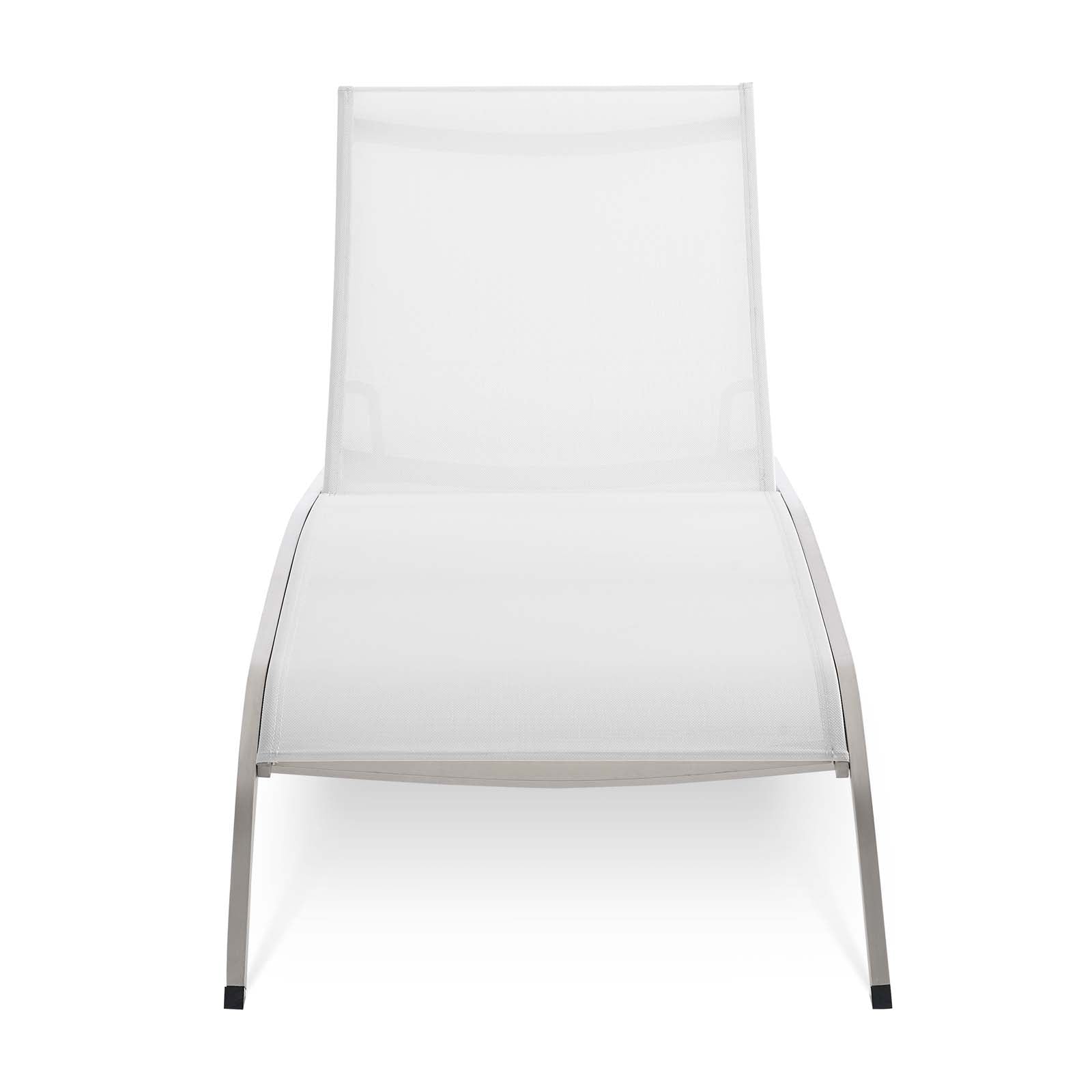 Modway Outdoor Loungers - Savannah Mesh Chaise Outdoor Patio Aluminum Lounge Chair White