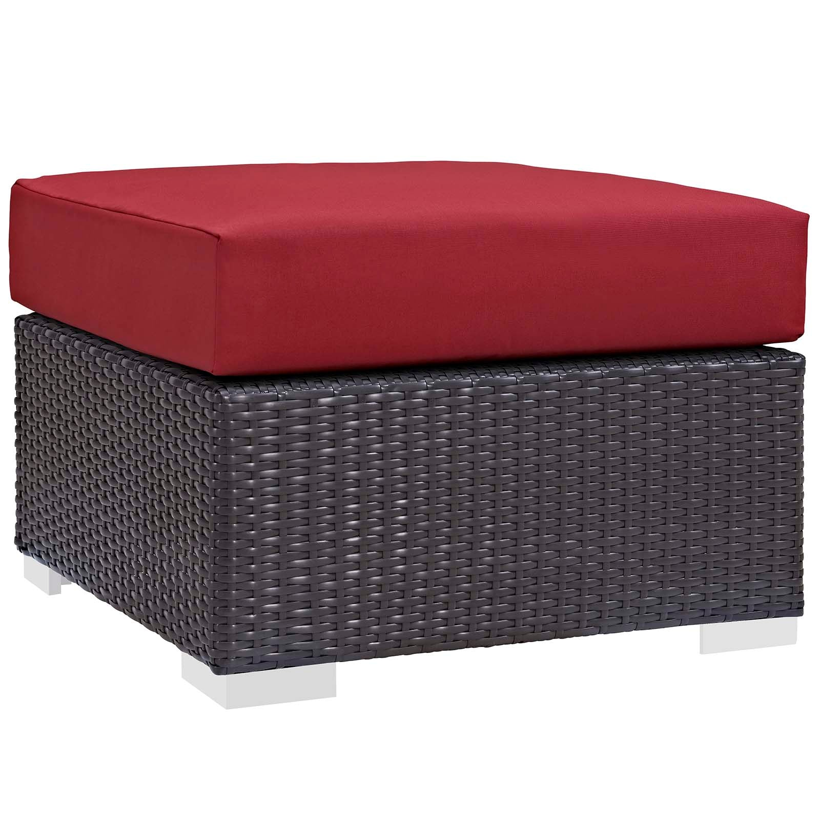 Modway Outdoor Conversation Sets - Convene 3 Piece Set Outdoor Patio with Fire Pit Espresso Red