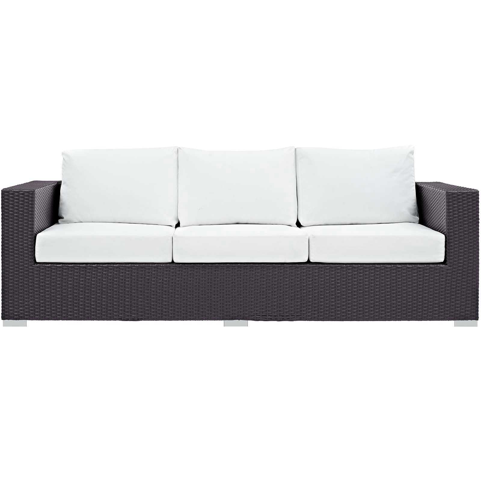 Modway Outdoor Conversation Sets - Convene 3 Piece Set 88" Outdoor Patio with Fire Pit Espresso White
