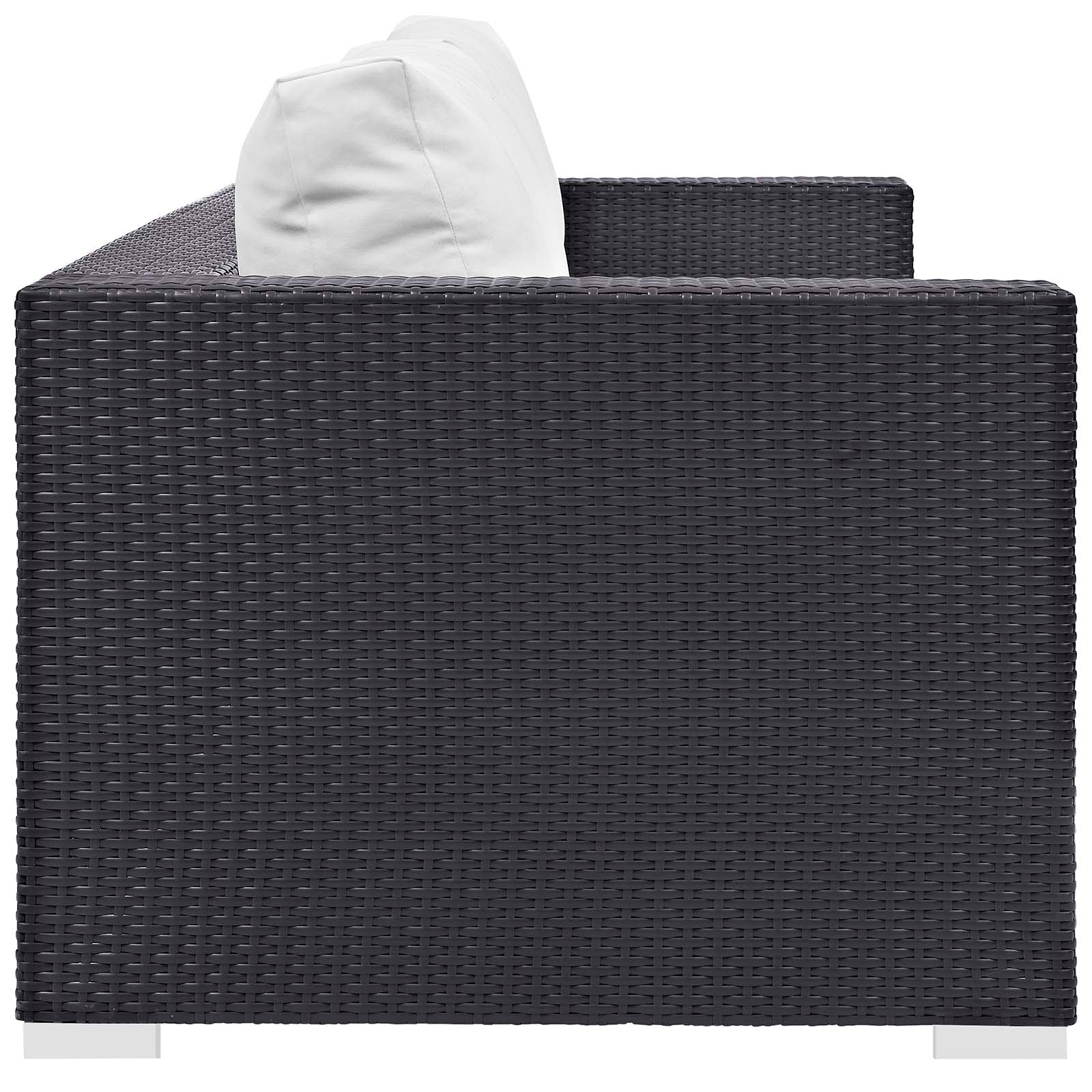 Modway Outdoor Conversation Sets - Convene 3 Piece Set 88" Outdoor Patio with Fire Pit Espresso White