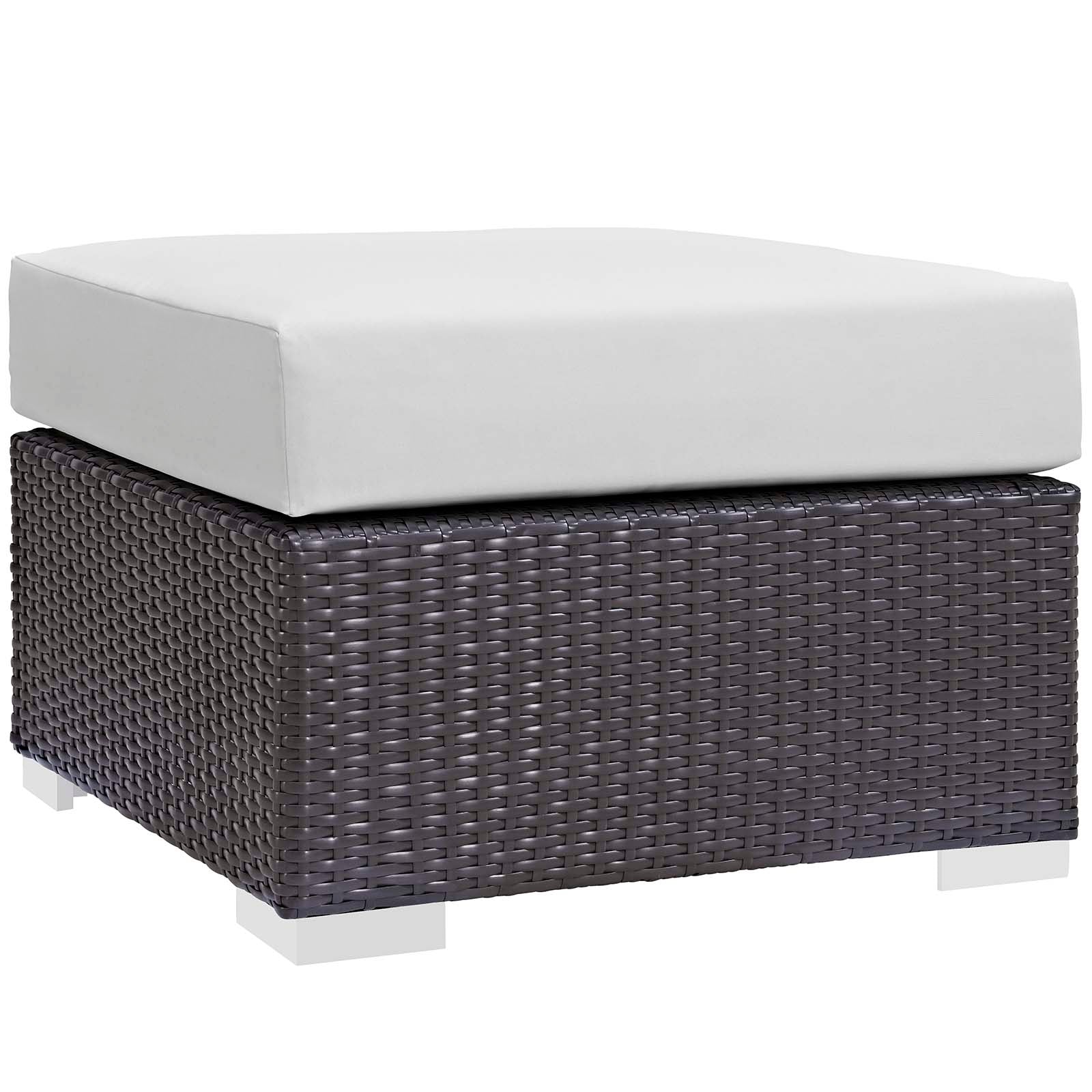 Modway Outdoor Conversation Sets - Convene 5 Piece Set Outdoor Patio with Fire Pit Espresso White