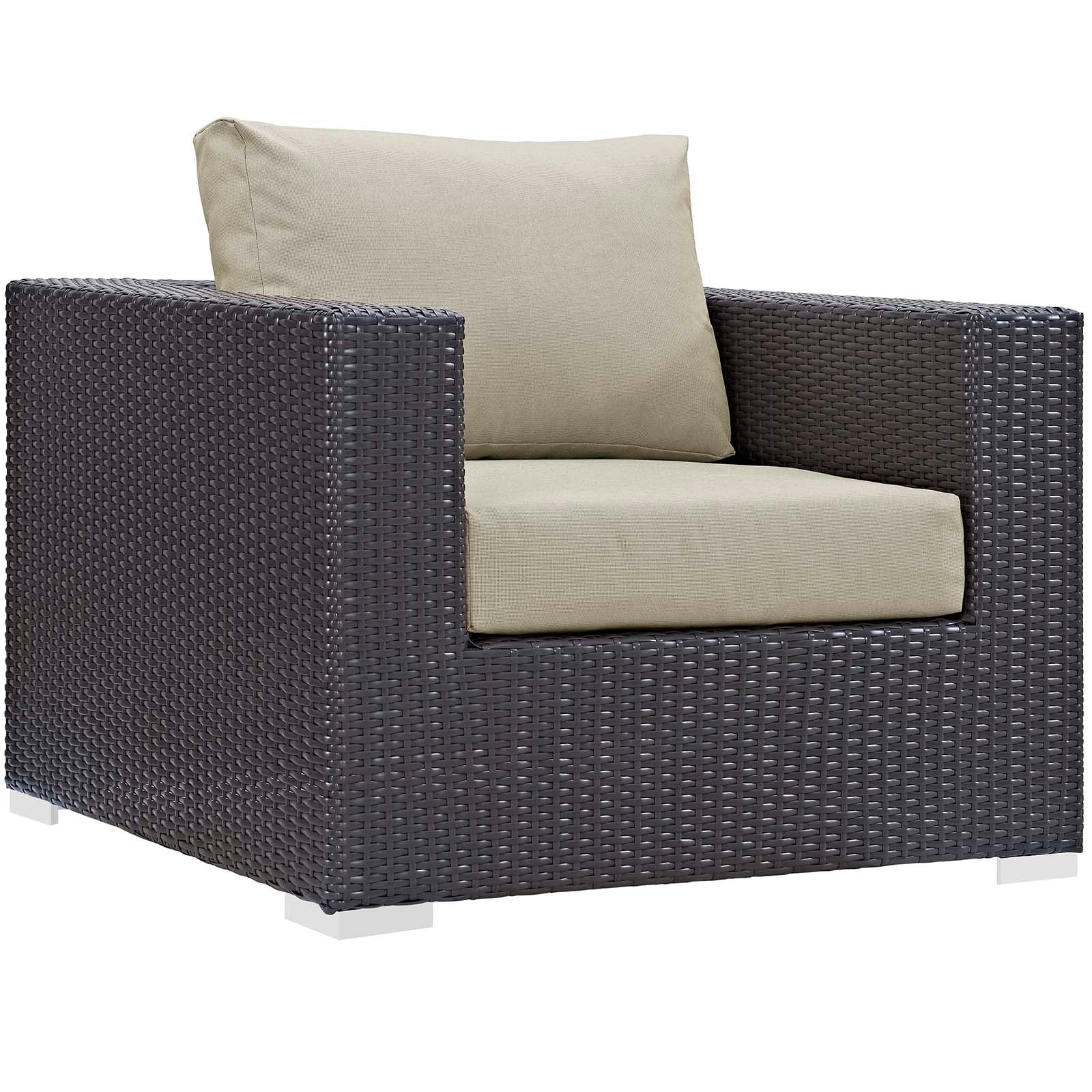 Modway Outdoor Conversation Sets - Convene 3 Piece Set 95"W Outdoor Patio with Fire Pit Espresso And Beige