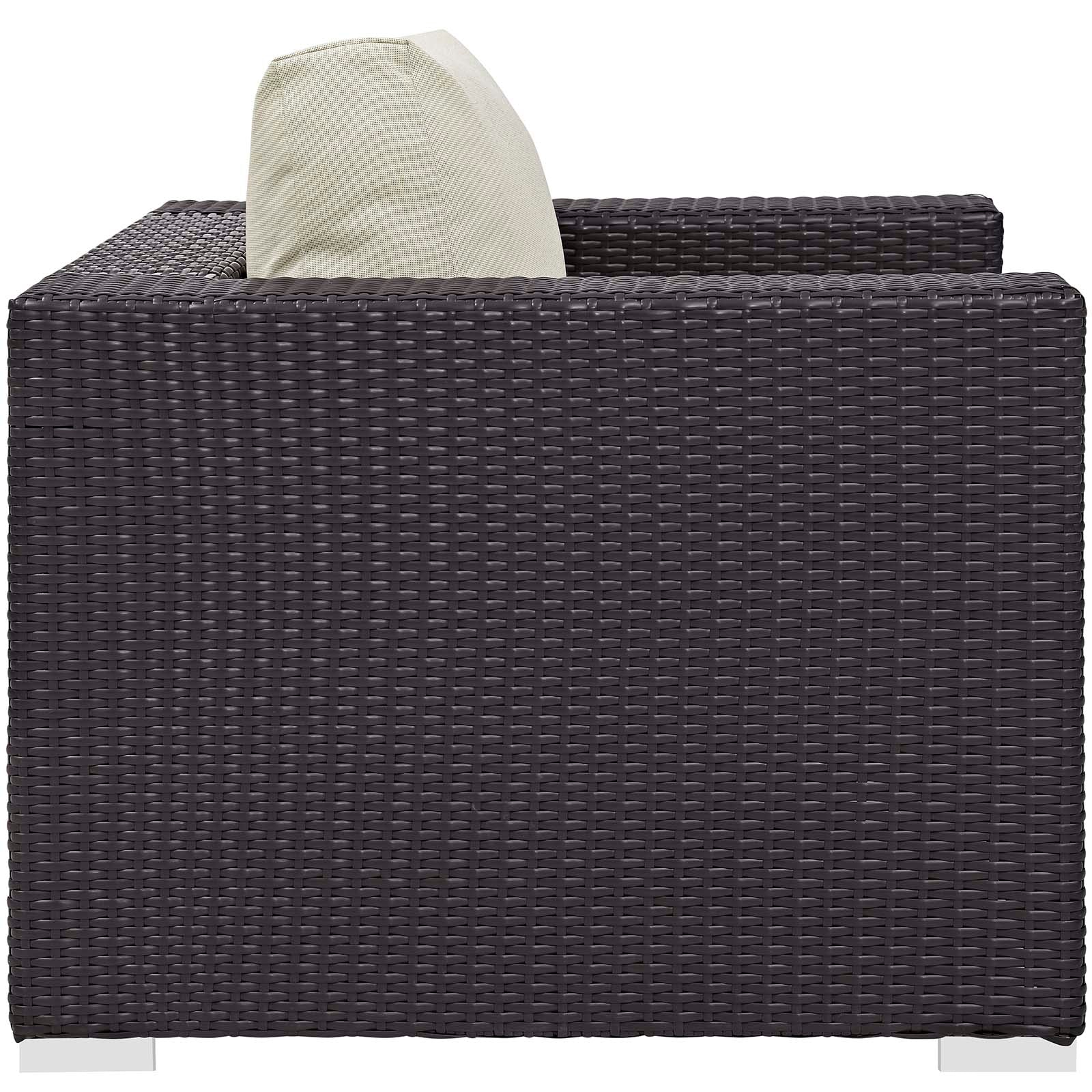 Modway Outdoor Conversation Sets - Convene 3 Piece Set 95"W Outdoor Patio with Fire Pit Espresso And Beige
