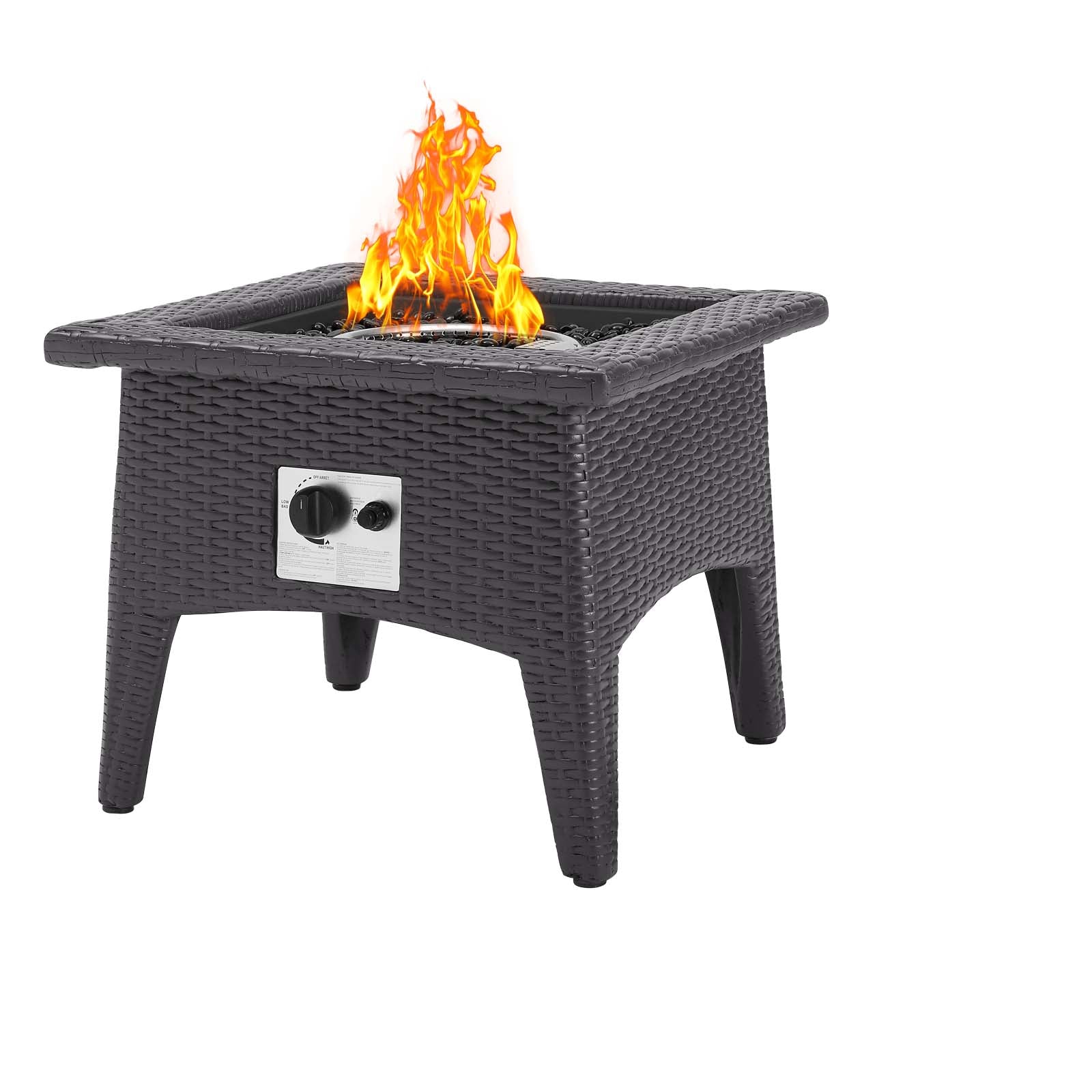 Modway Outdoor Conversation Sets - Convene 3 Piece Set 95"W Outdoor Patio with Fire Pit Espresso And Beige