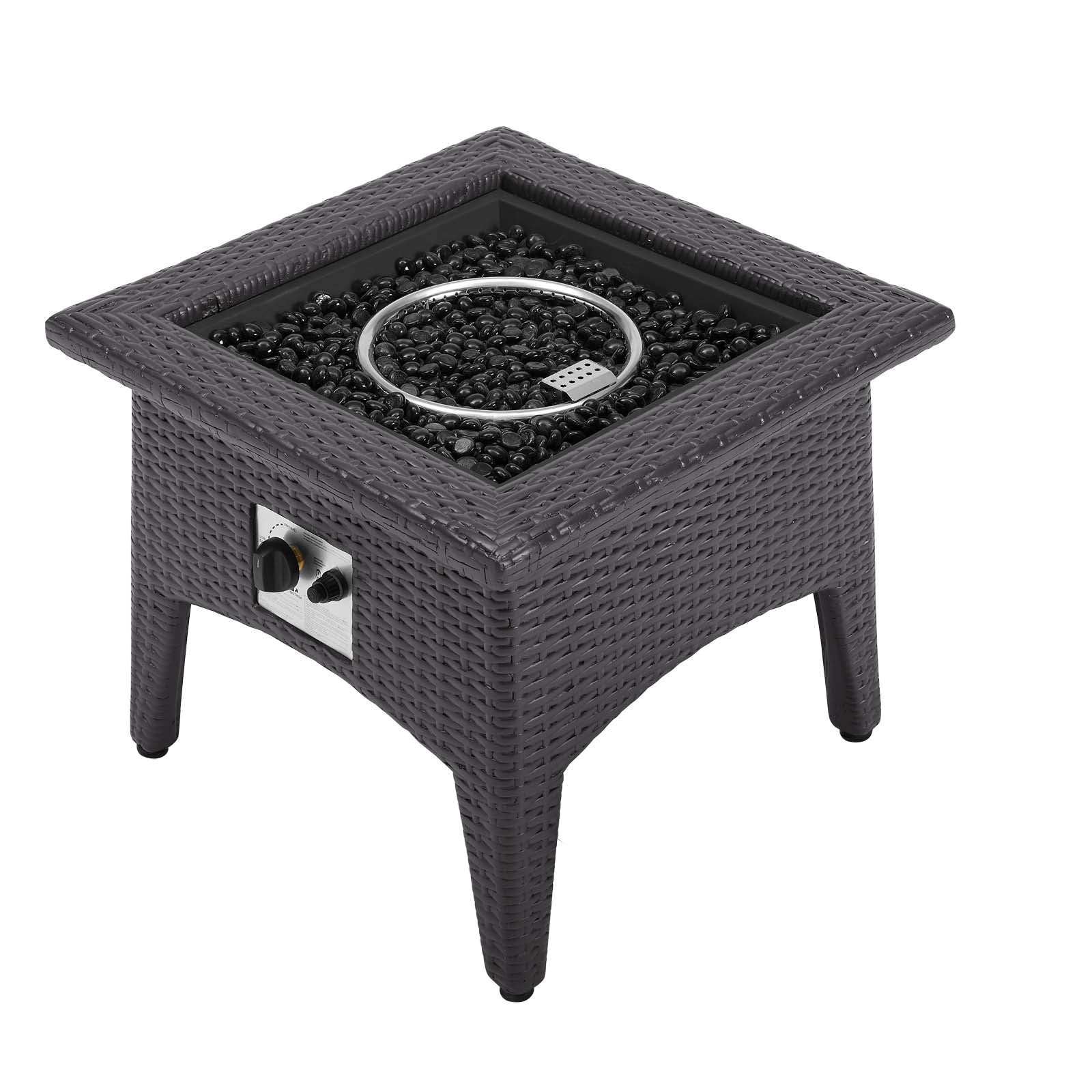 Modway Outdoor Conversation Sets - Convene 3 Piece Set Outdoor Patio with Fire Pit Espresso Turquois