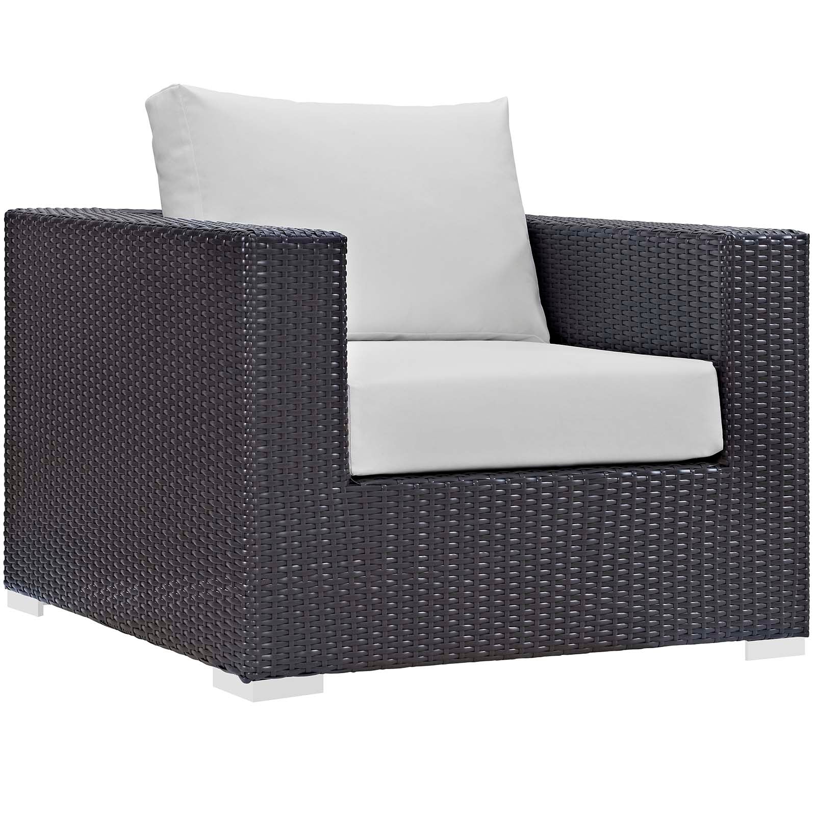 Modway Outdoor Conversation Sets - Convene 3 Piece Set Outdoor Patio with Fire Pit Espresso and White