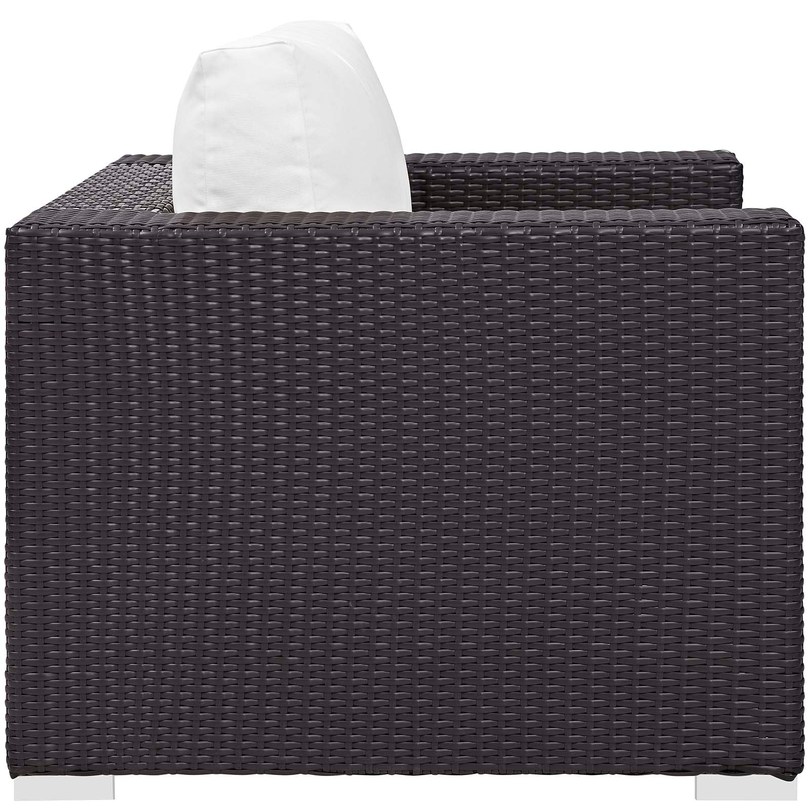 Modway Outdoor Conversation Sets - Convene 3 Piece Set Outdoor Patio with Fire Pit Espresso and White
