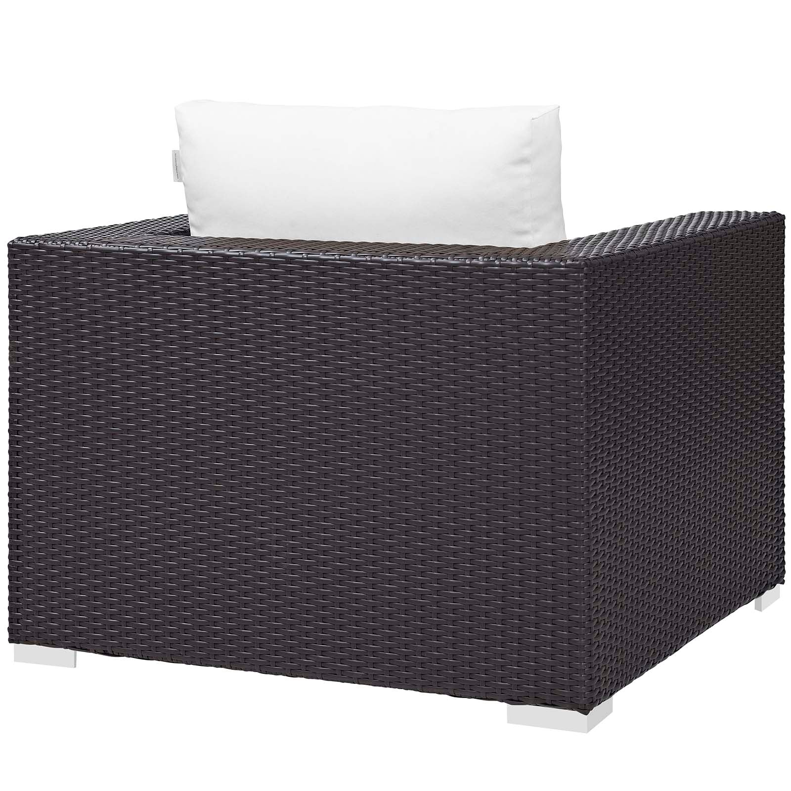 Modway Outdoor Conversation Sets - Convene 3 Piece Set Outdoor Patio with Fire Pit Espresso and White