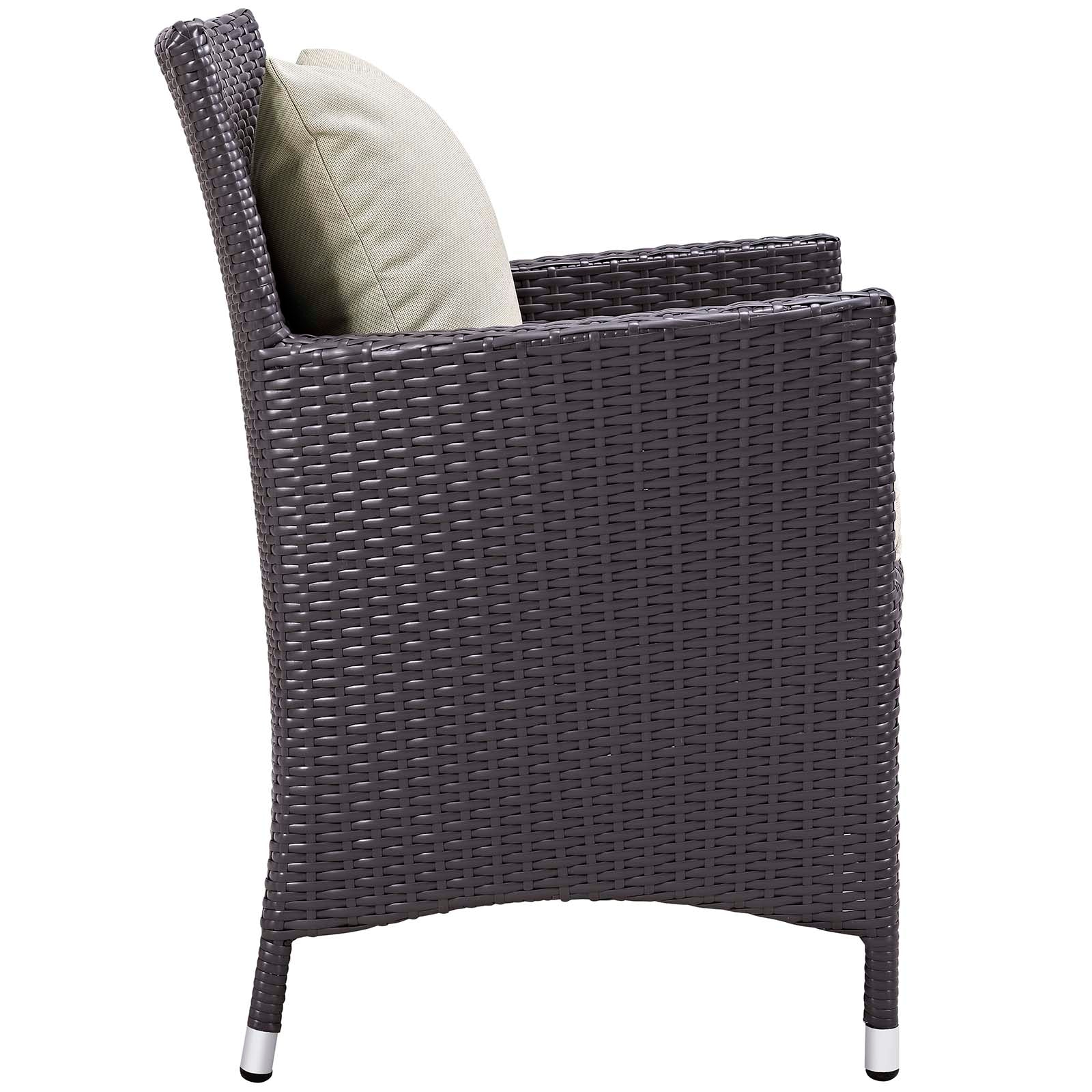 Modway Outdoor Dining Sets - Convene 3 Piece Set Outdoor Patio with Fire Pit Espresso Beige 71"