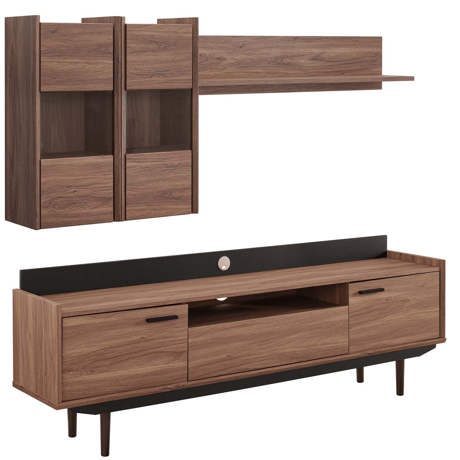 Modway TV & Media Units - Visionary 2 Piece Entertainment Center Walnut Black