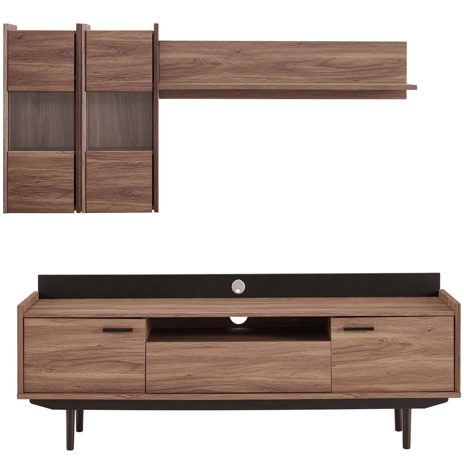 Modway TV & Media Units - Visionary 2 Piece Entertainment Center Walnut Black