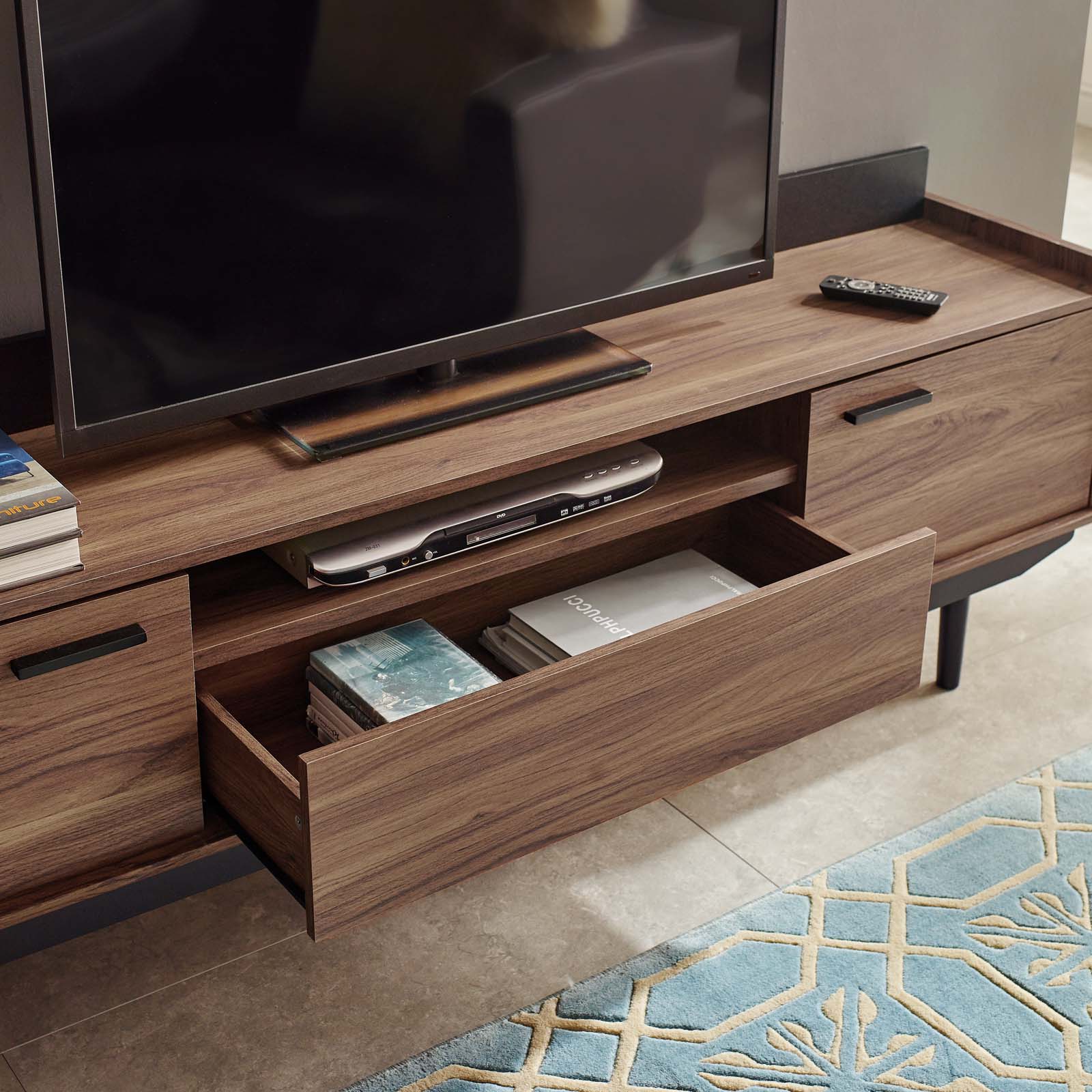 Modway TV & Media Units - Visionary 2 Piece Entertainment Center Walnut Black