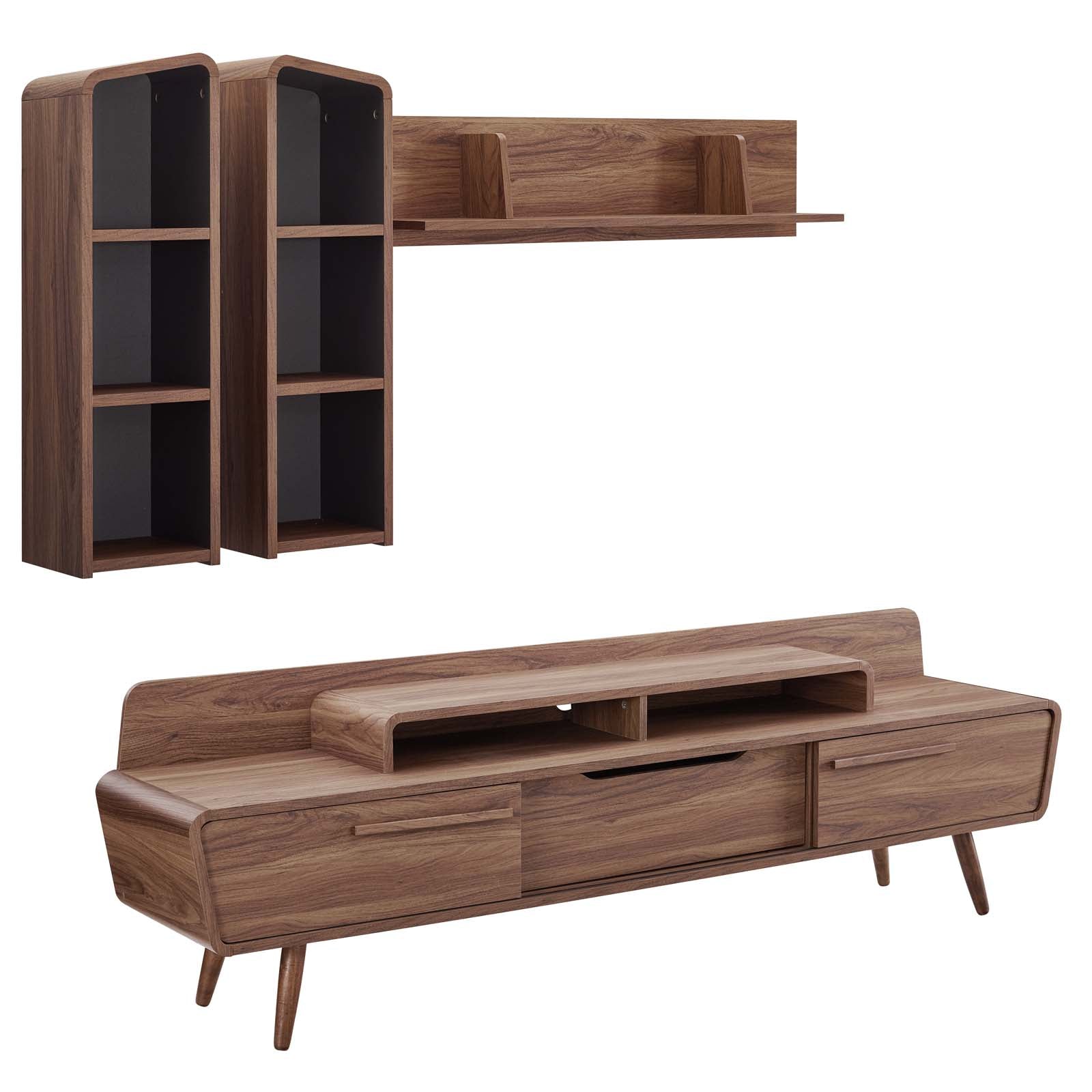 Modway TV & Media Units - Omnistand 2 Piece Entertainment Center Walnut Gray