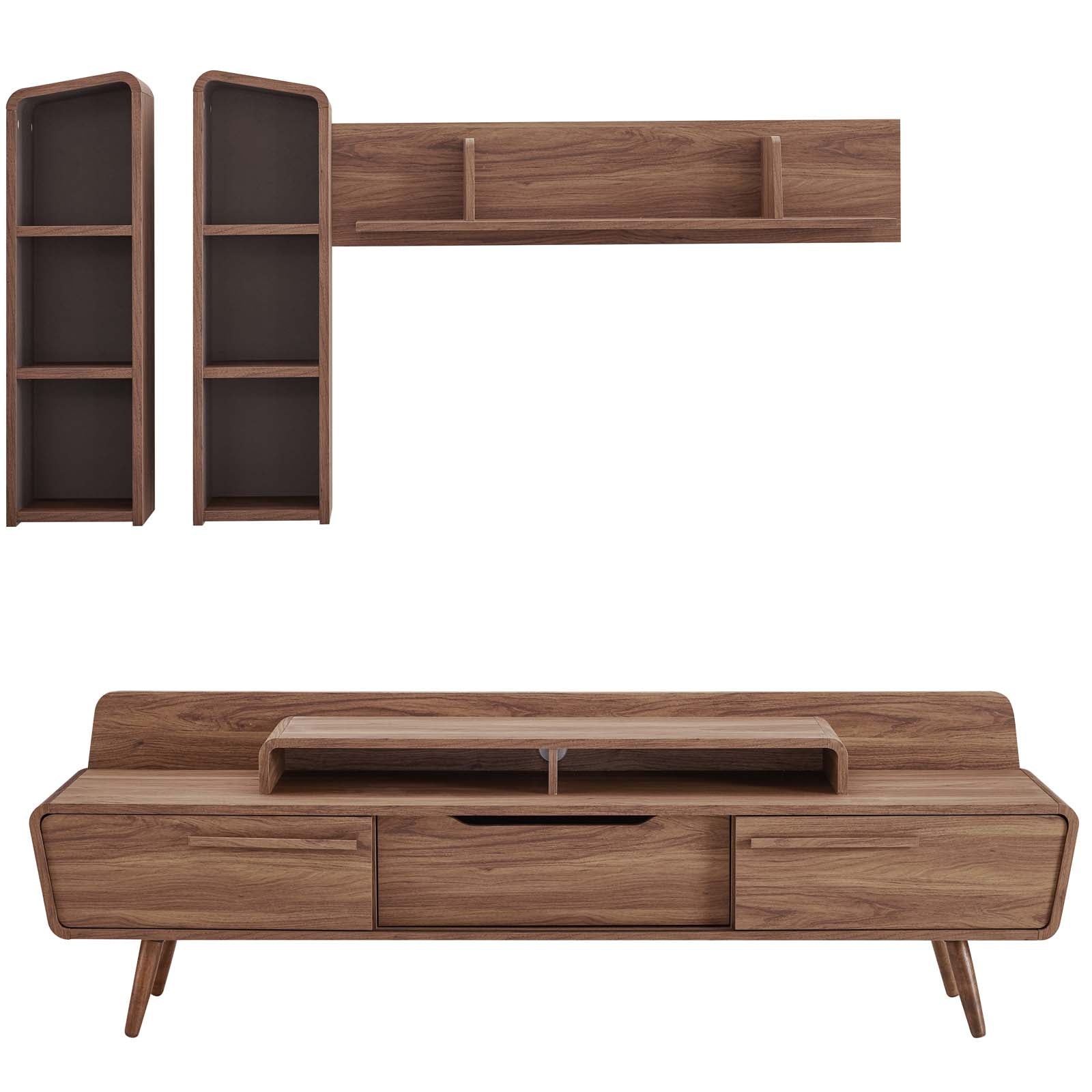 Modway TV & Media Units - Omnistand 2 Piece Entertainment Center Walnut Gray
