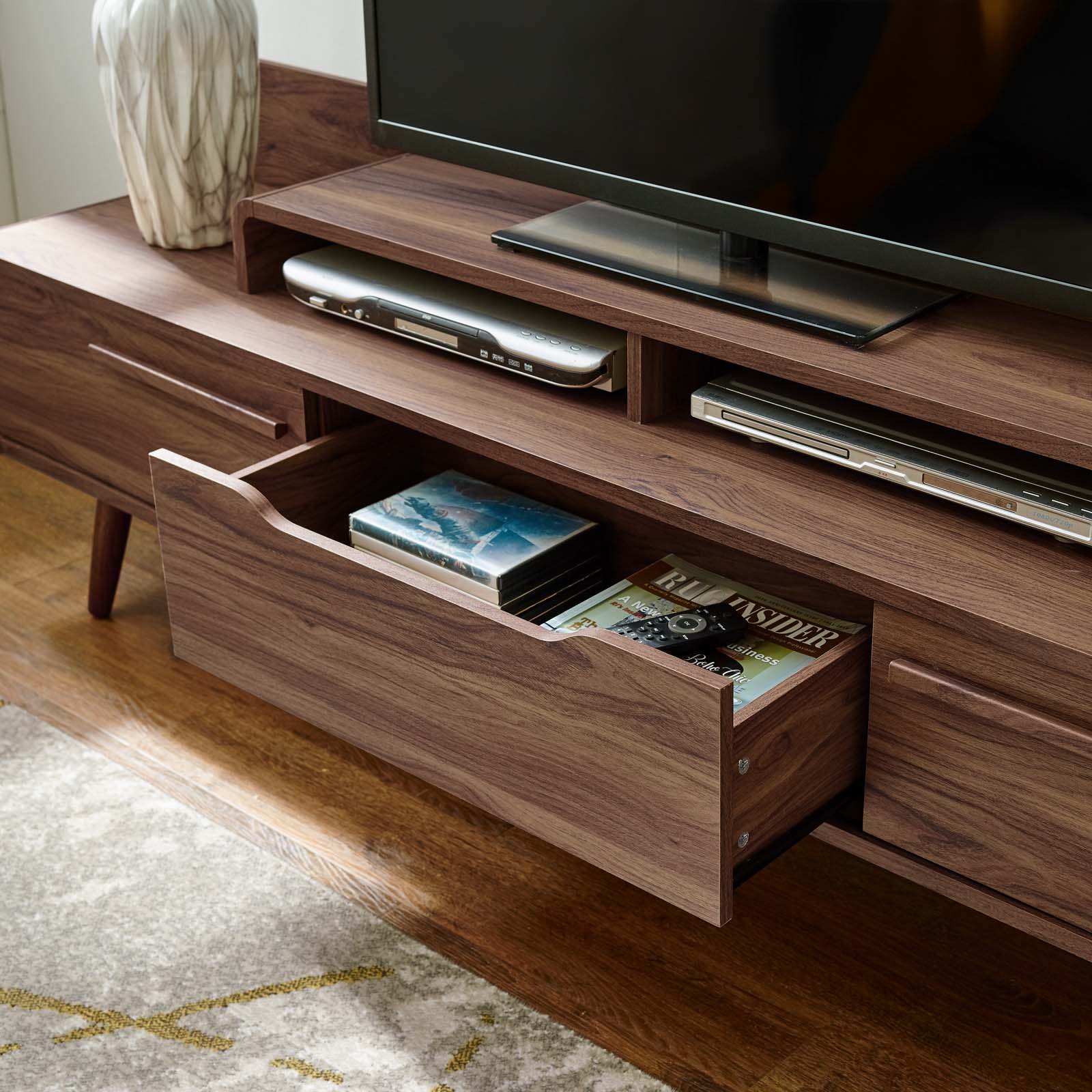 Modway TV & Media Units - Omnistand 2 Piece Entertainment Center Walnut Gray
