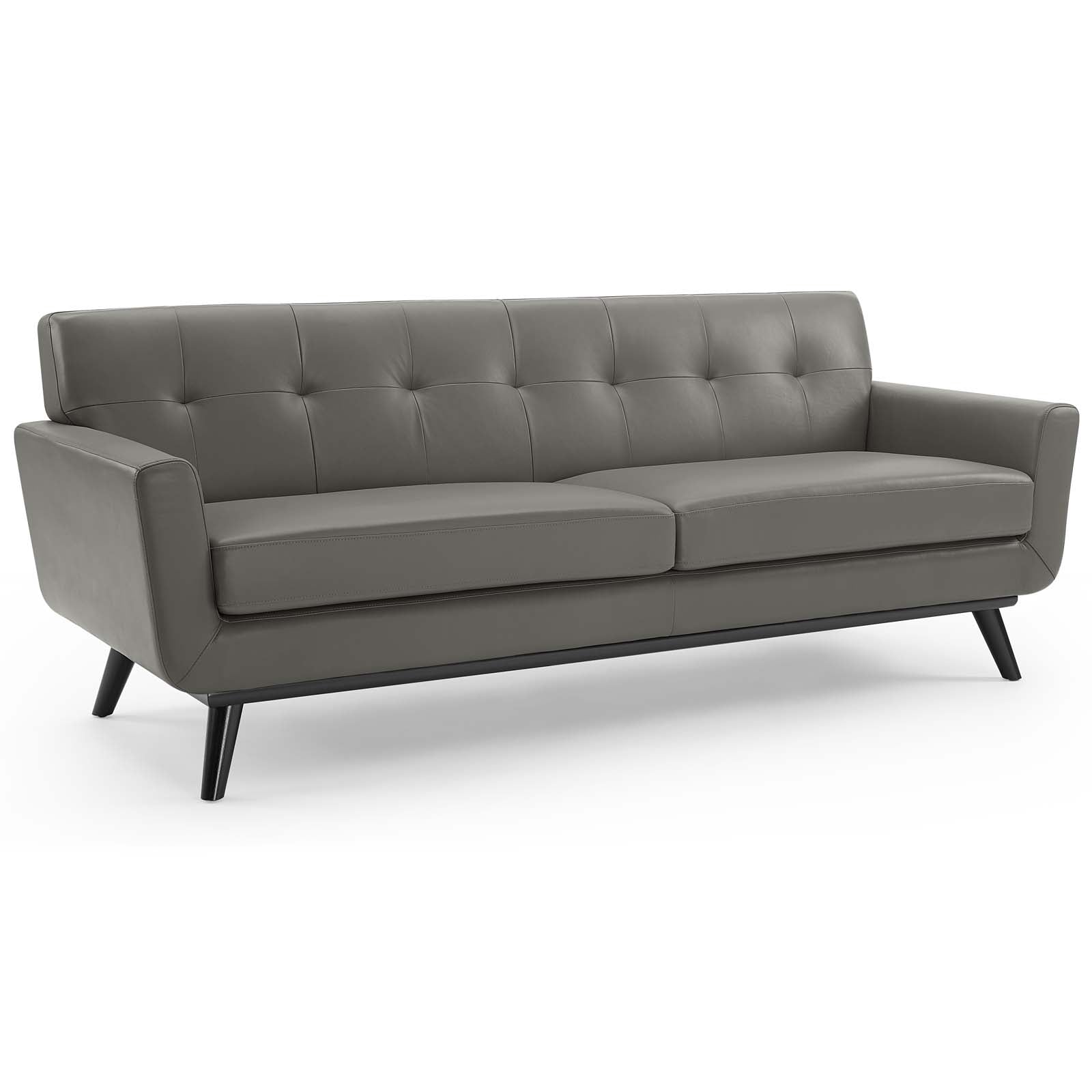 Modway Sofas & Couches - Engage Top-Grain Leather Living Room Lounge Sofa Gray