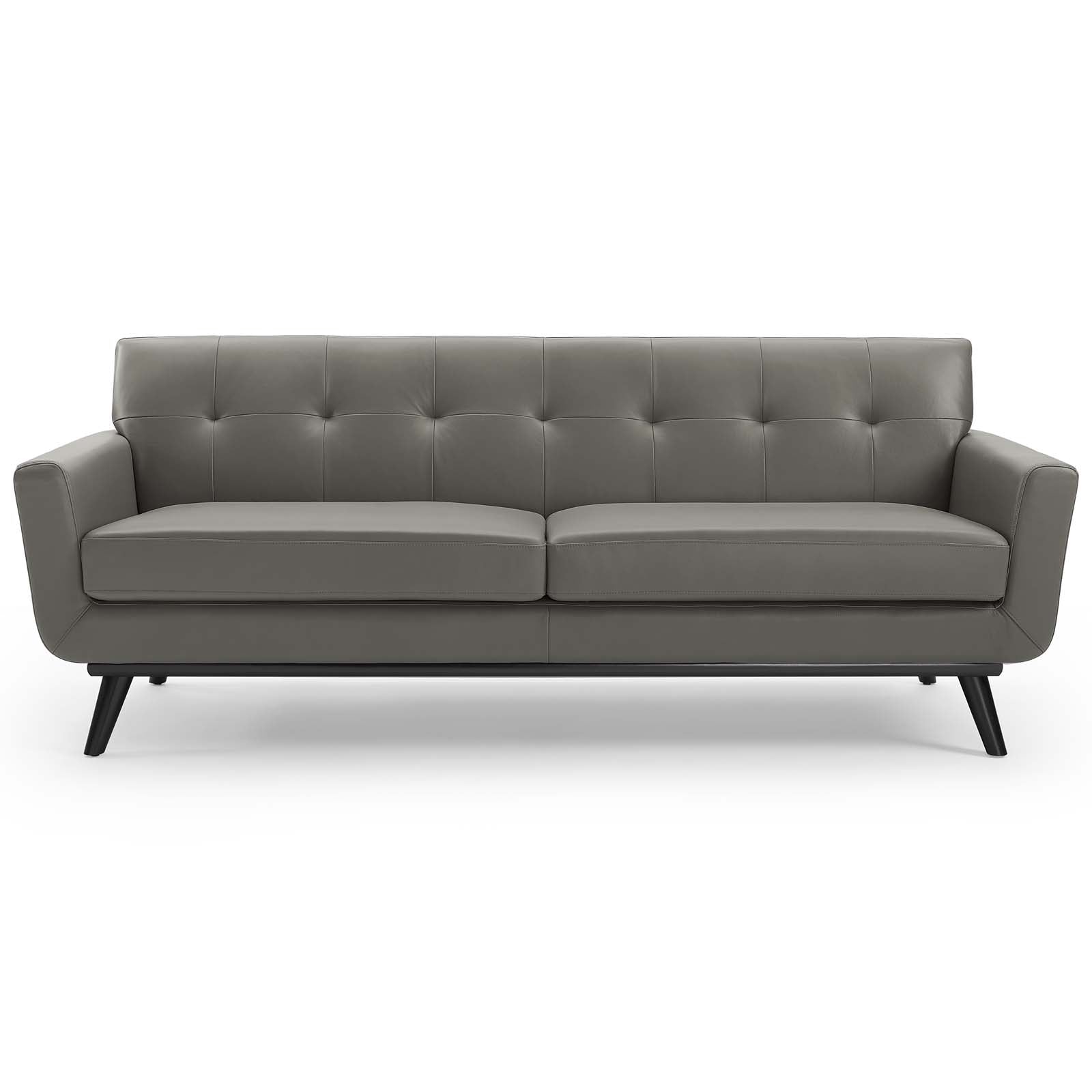 Modway Sofas & Couches - Engage Top-Grain Leather Living Room Lounge Sofa Gray