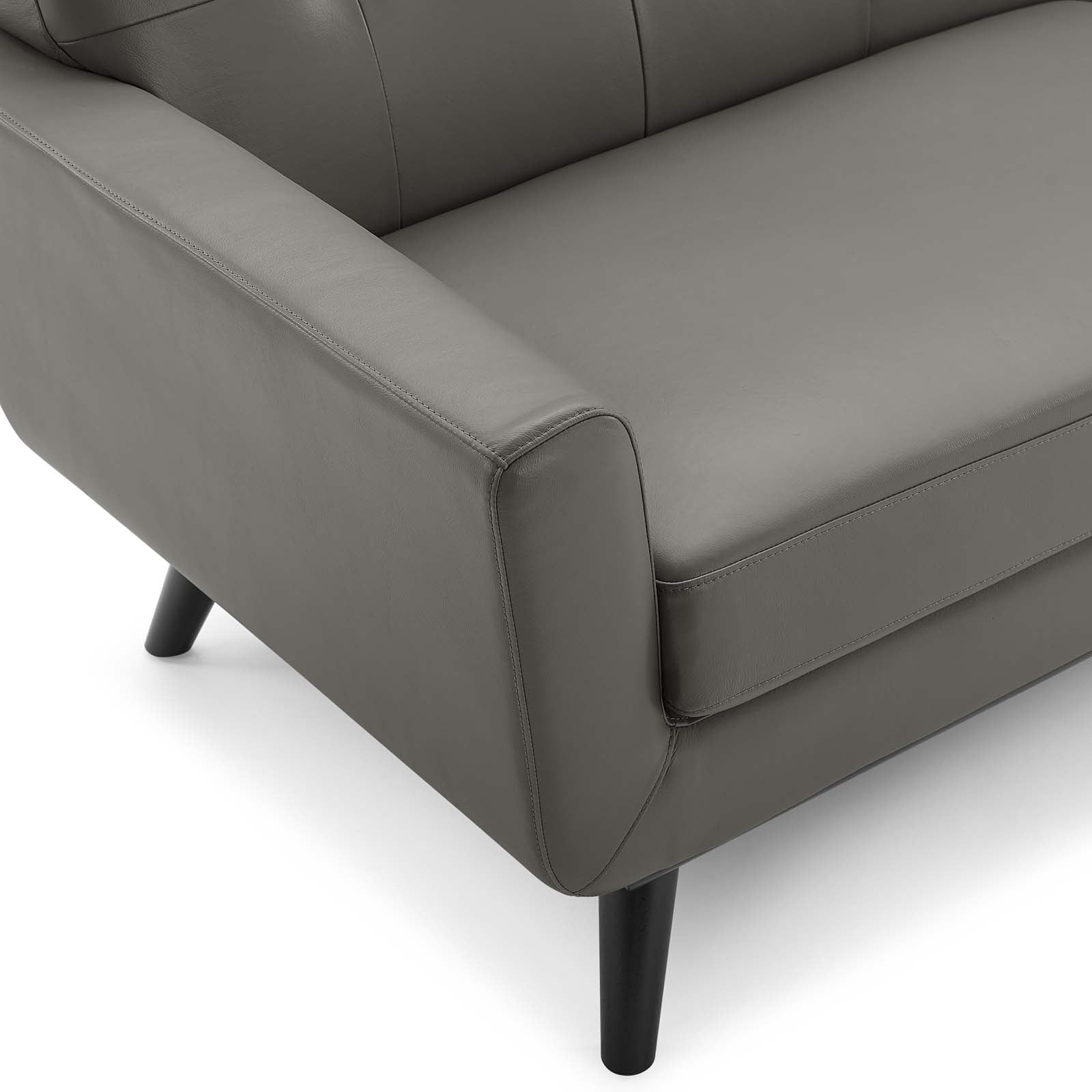 Modway Sofas & Couches - Engage Top-Grain Leather Living Room Lounge Sofa Gray