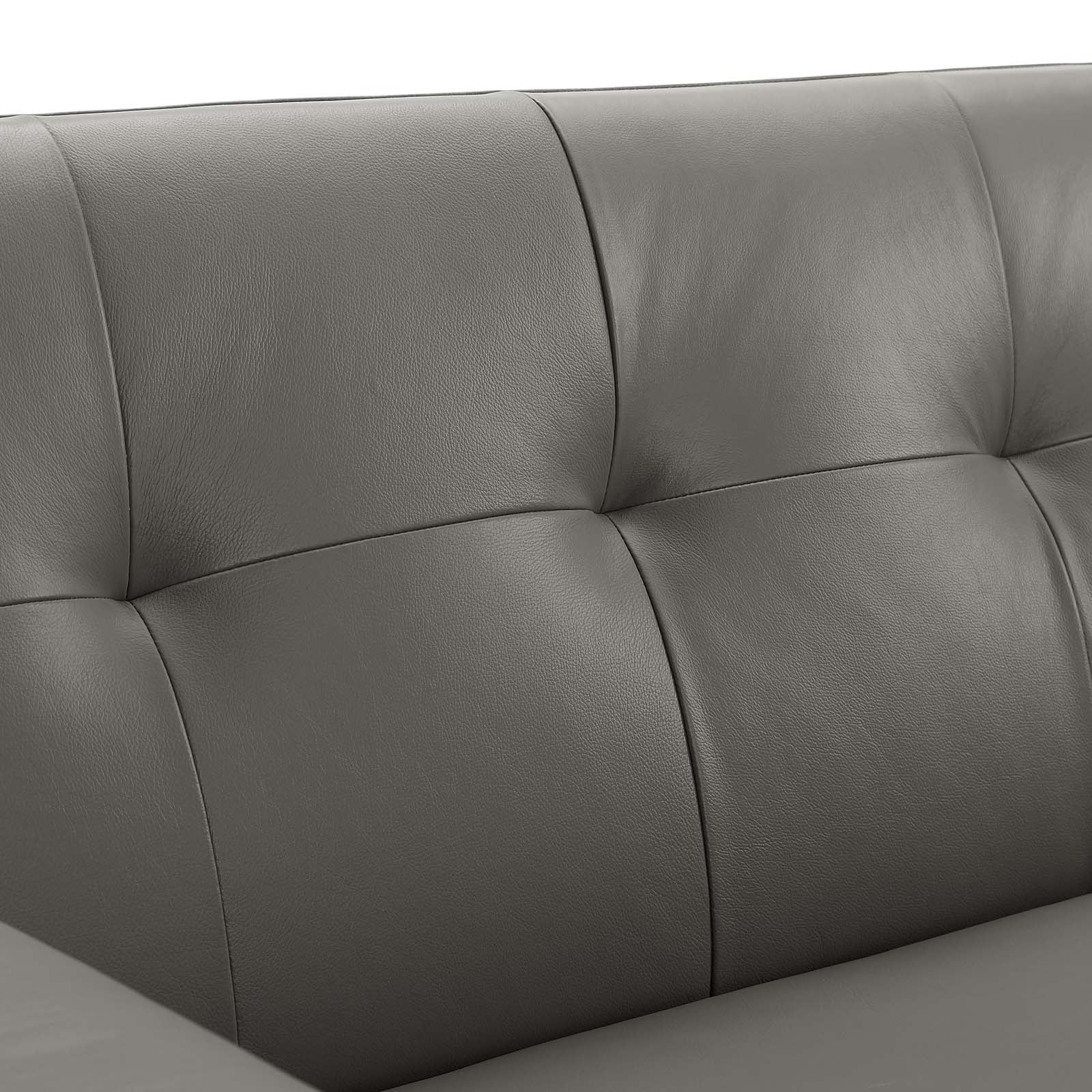 Modway Sofas & Couches - Engage Top-Grain Leather Living Room Lounge Sofa Gray